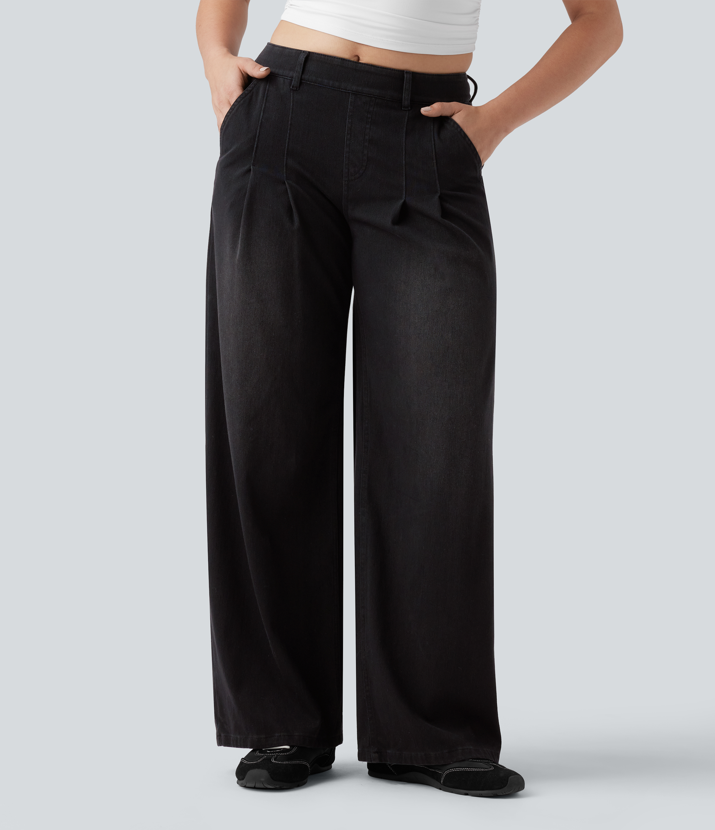 Halara Flex™ Mid Rise Wide Leg Casual Jeans with Pockets