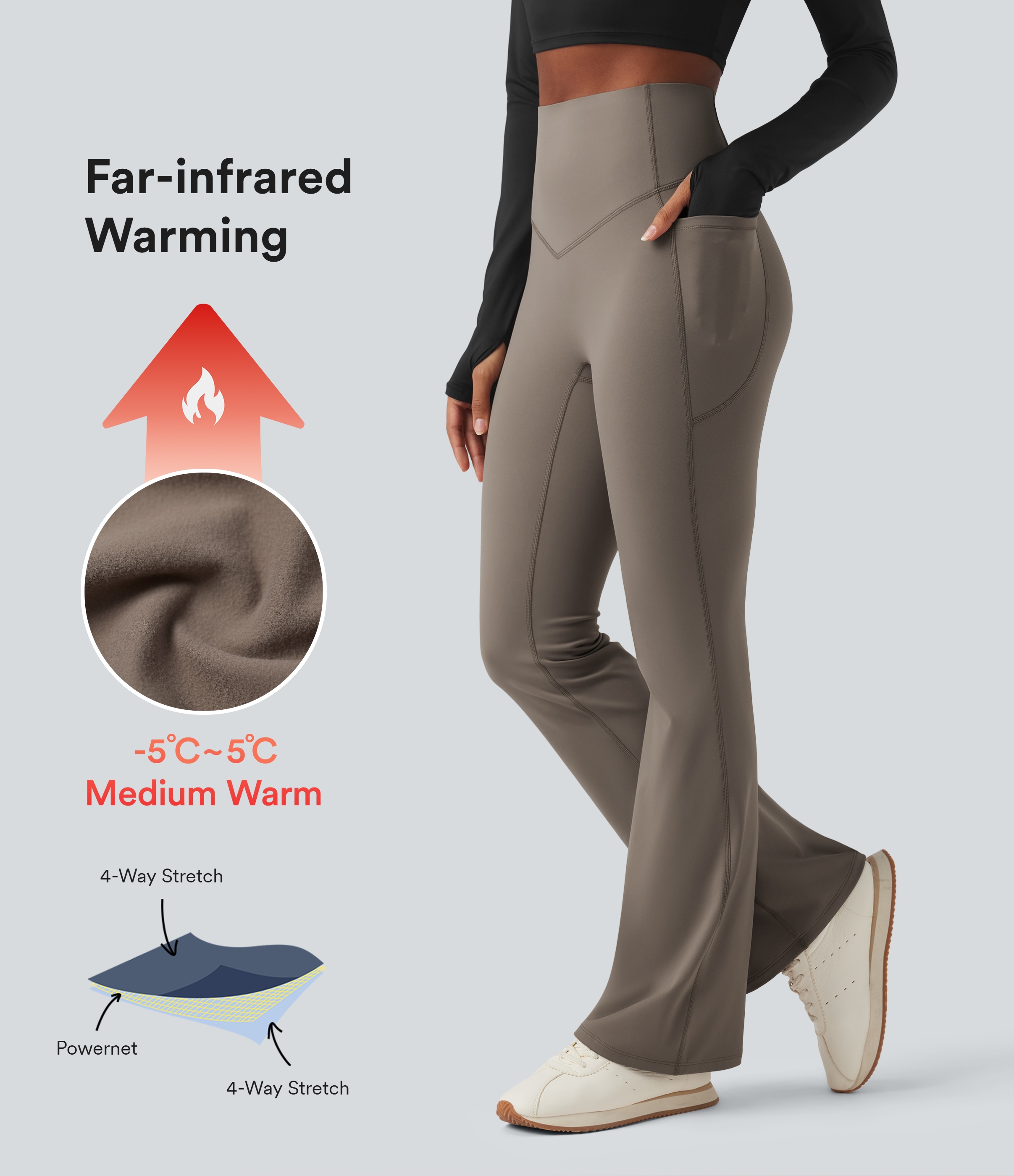 Halara Ultrasculpt™ Heat - Formende Bootcut-Yoga-Leggings mit hohem Bund, Seitentaschen und Fleecefutter