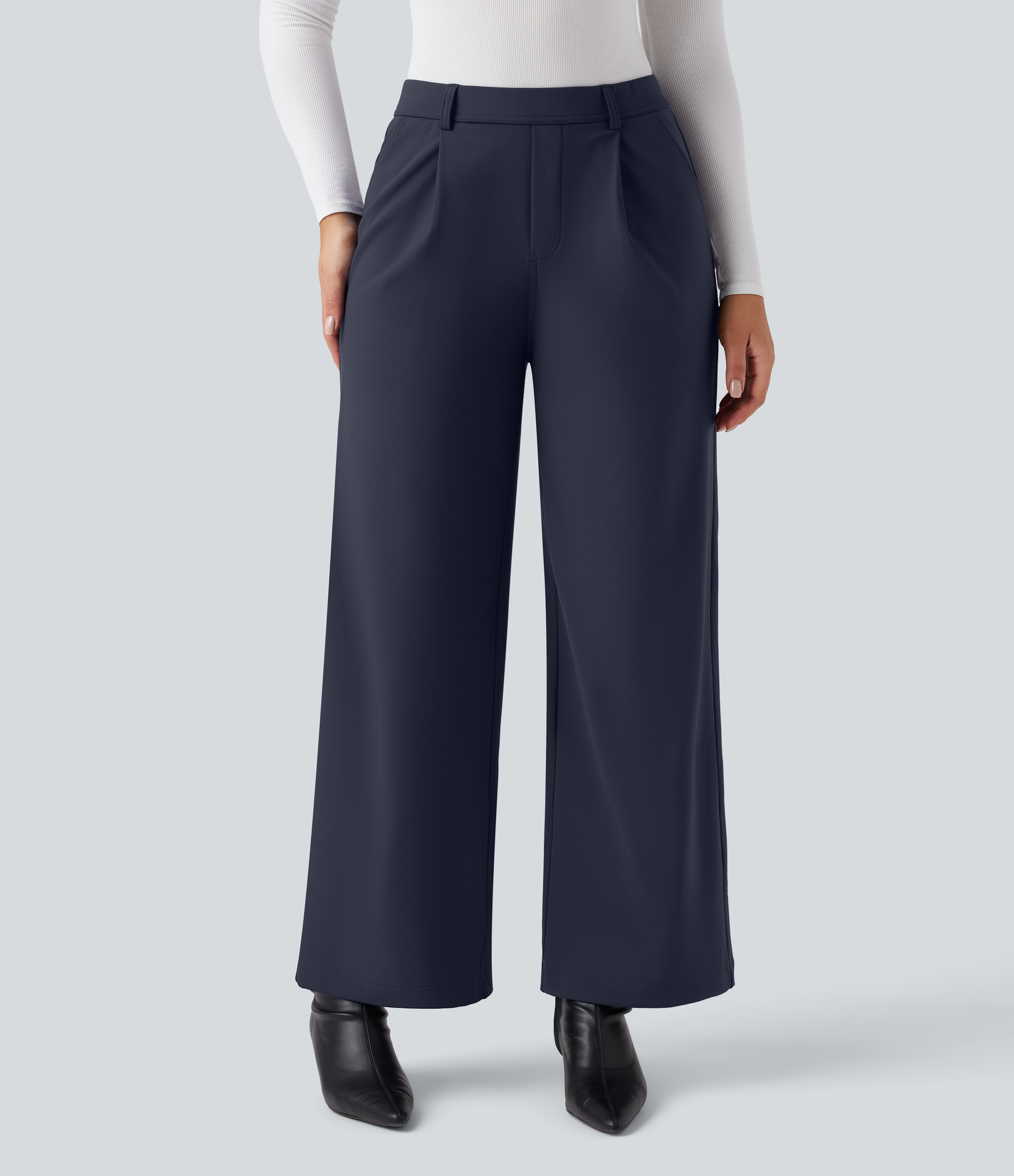 Overture SoftlyZero™ Plush Thermal High Waisted Straight Leg Work Trousers with Pockets / 2