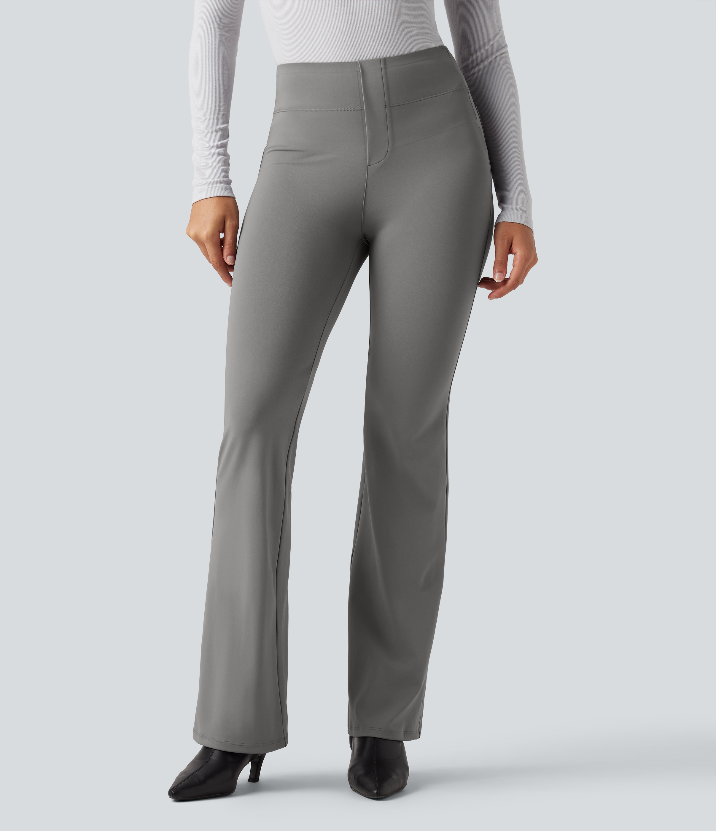 High Waisted Tummy Control Bootcut Work Pants with Pockets