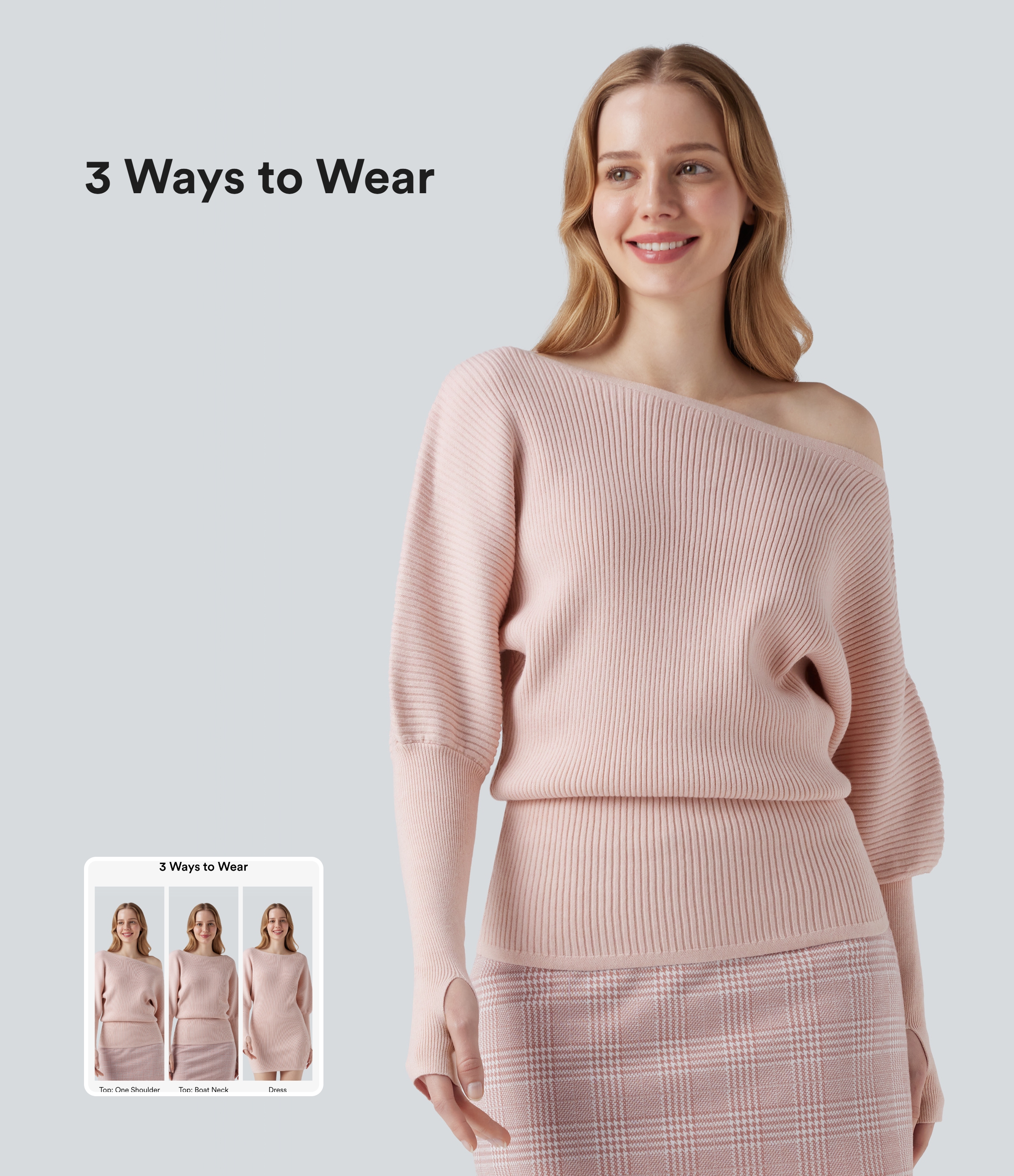 One Shoulder Long Sleeve Thumb Hole Casual Sweater