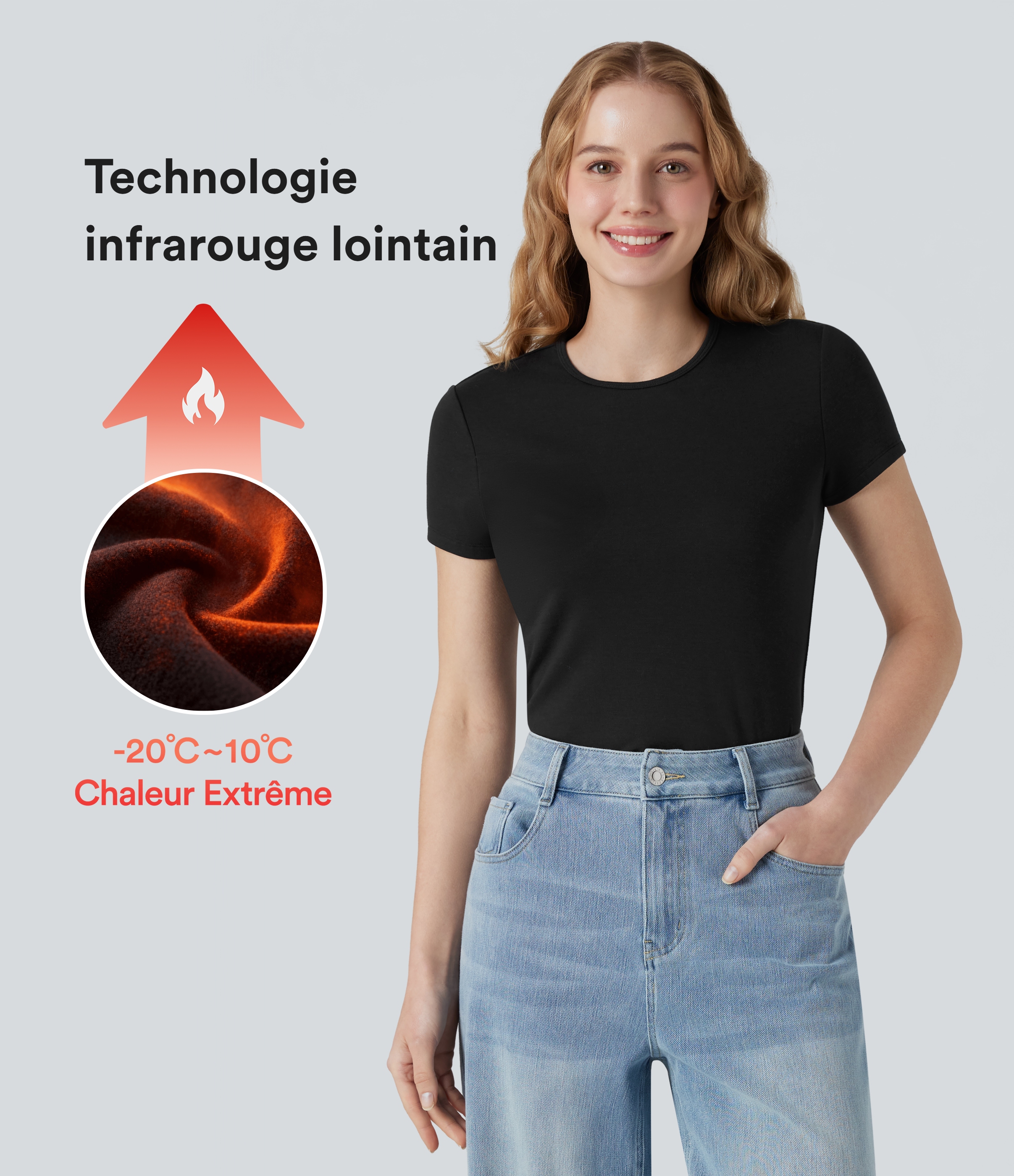 Halara HeatCore - Casual short-sleeve crew-neck thermal T-shirt