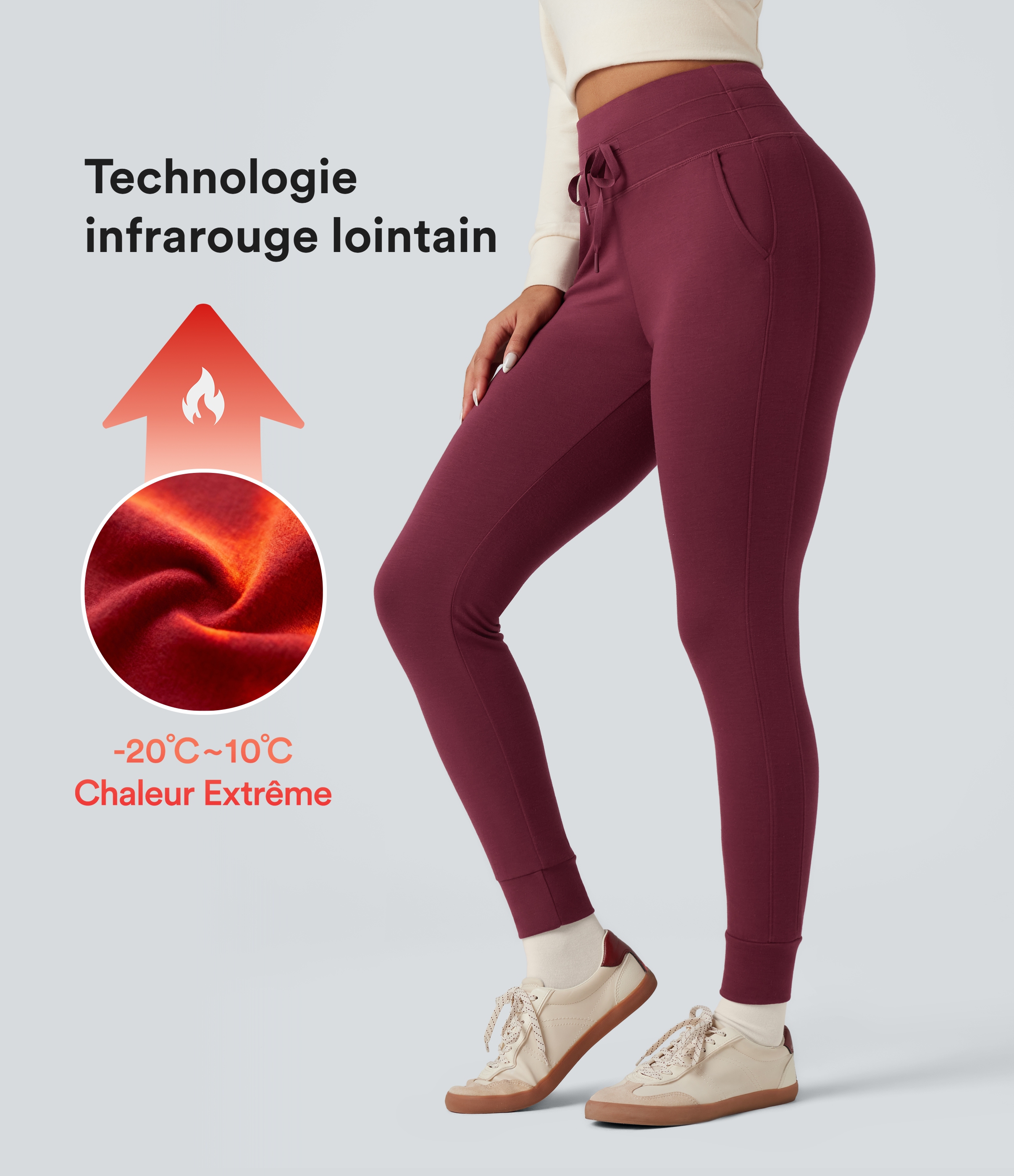 Halara HeatCore - Casual high-rise joggers with side pockets and drawstring — warming