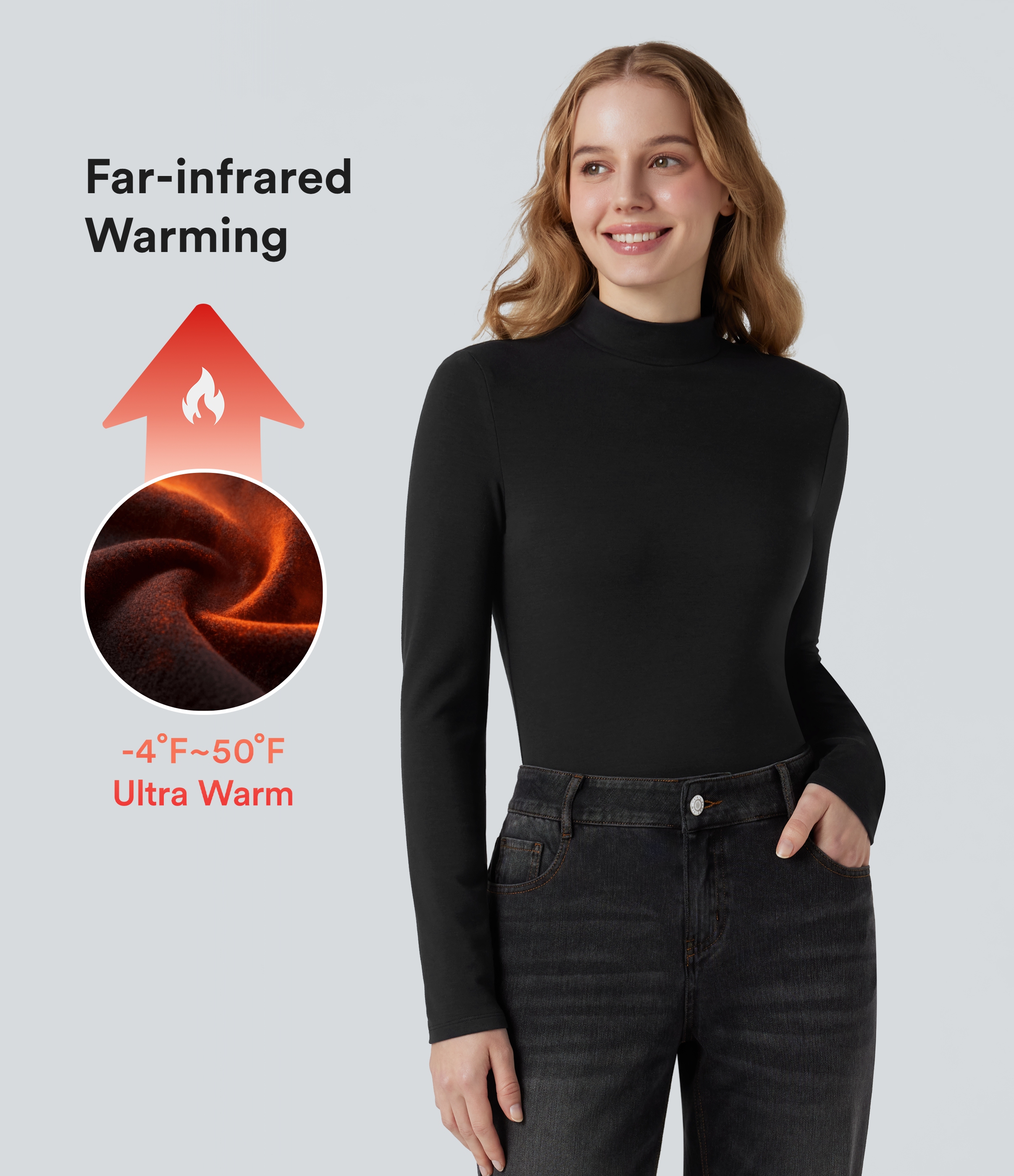 Halara HeatCore - Casual top with stand-up collar and long sleeves - warming