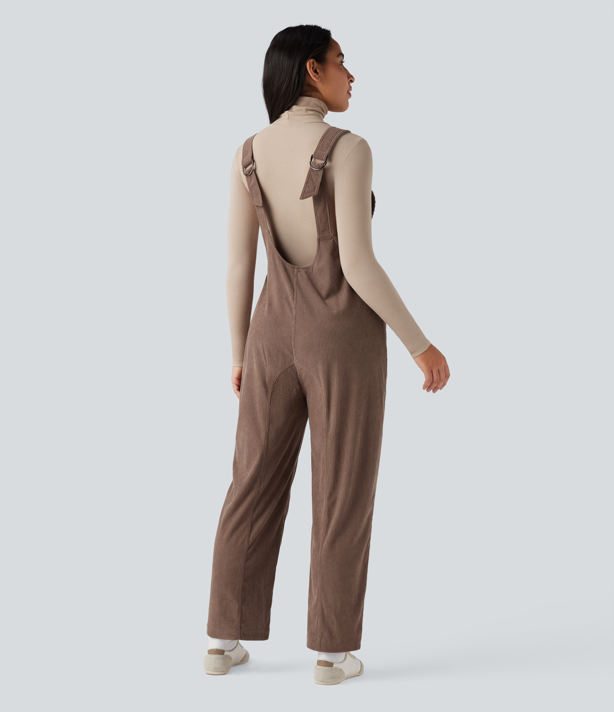Acorn V Neck Corduroy Casual Overalls with Pockets / 2