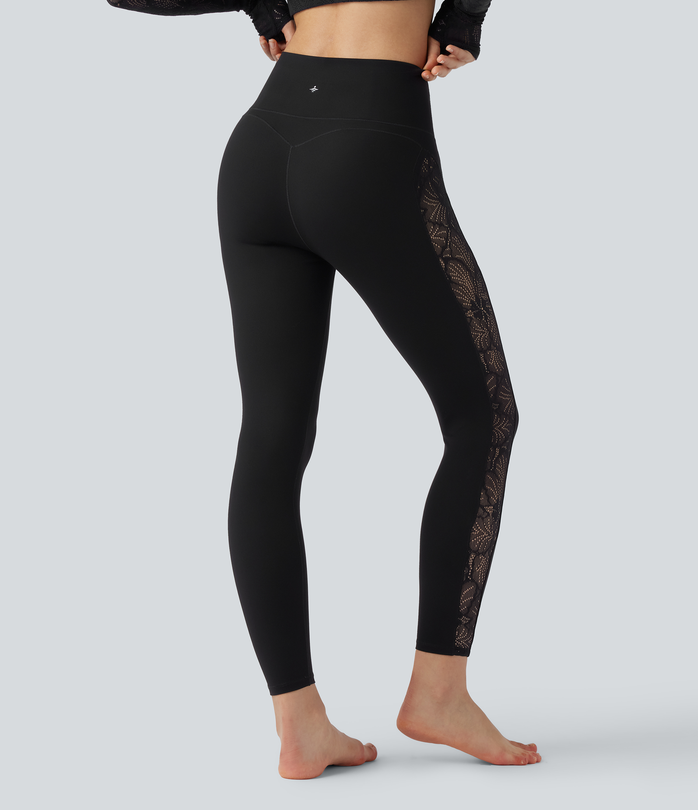 Noir Legging de yoga gainant taille haute avec dentelle contrastée et poche Halara UltraSculpt™ / 2
