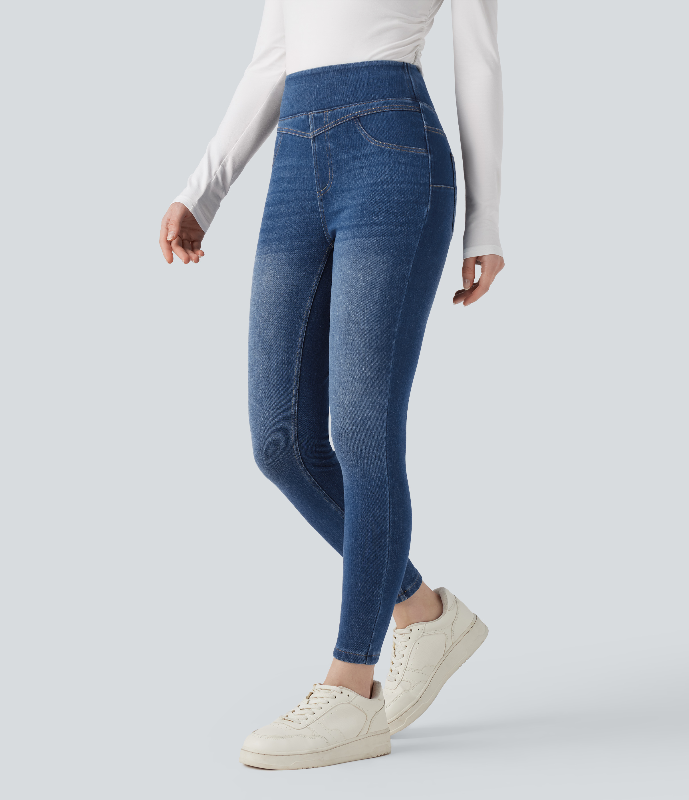 Halara Flex™ High Waisted Denim Casual Skinny 7/8 Leggings with Pockets