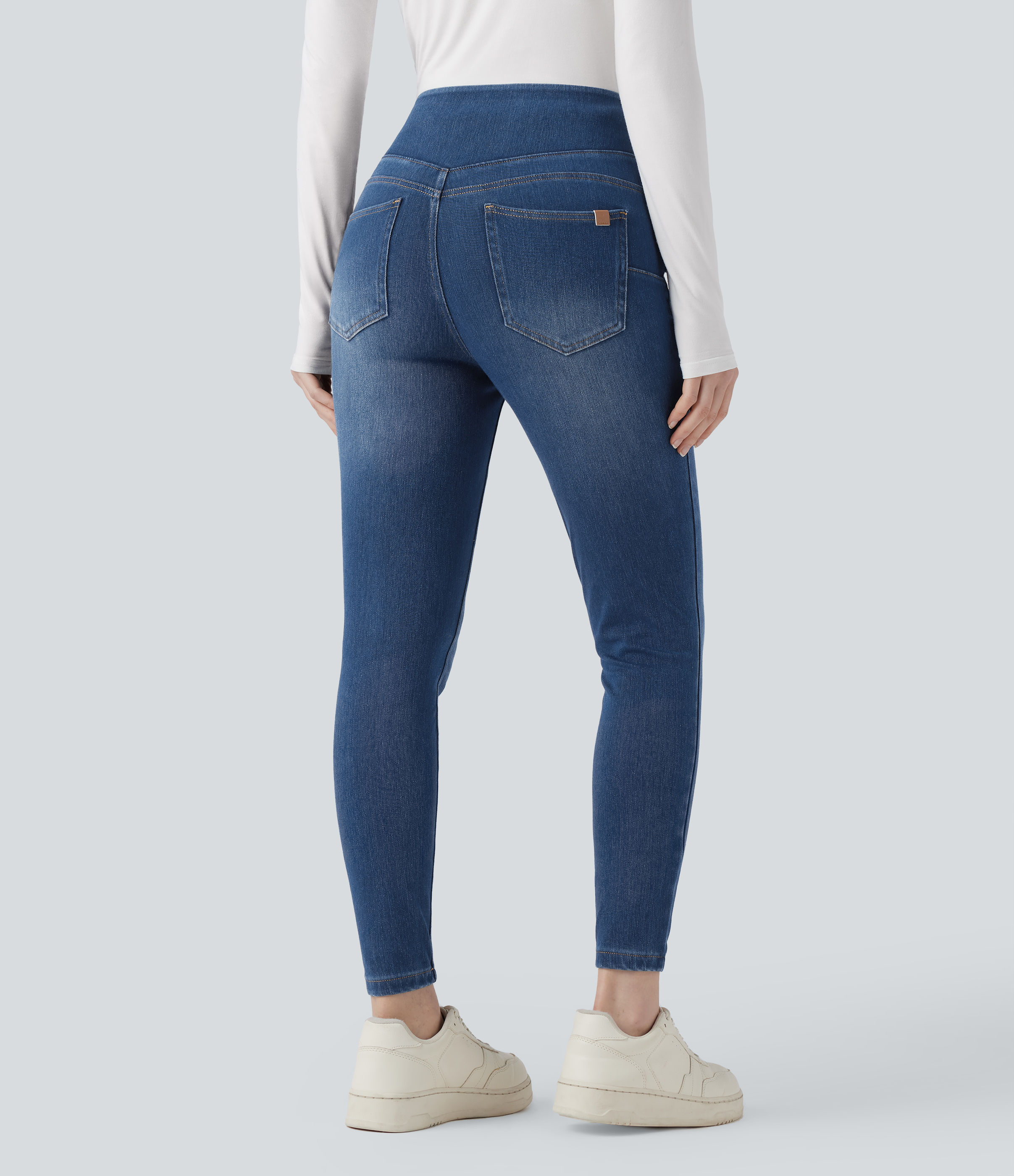 Estate Blue Denim Halara Flex™ High Waisted Denim Casual Skinny 7/8 Leggings with Pockets / 2