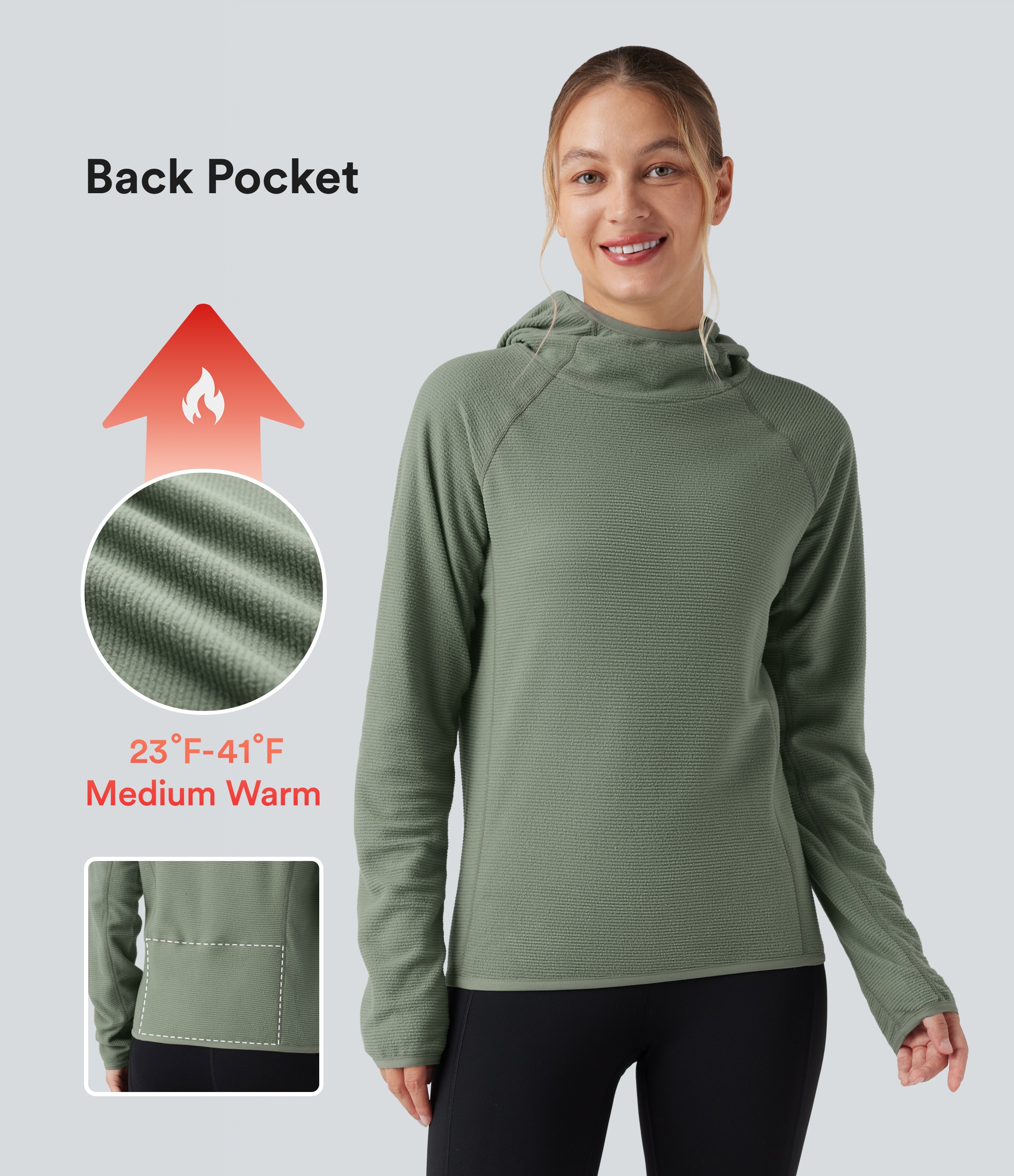 Hooded Long Sleeve Fleece Casual Sweatshirt with Pocket