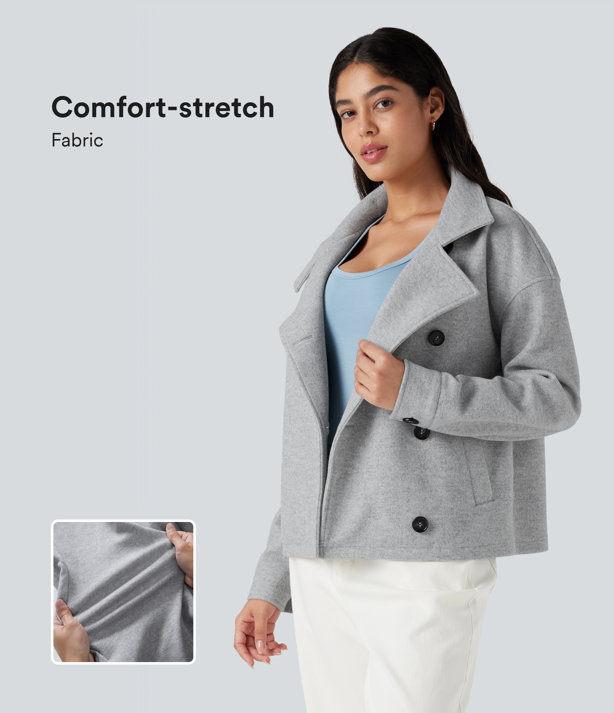 Lapel Long Sleeve Fleece Casual Coat with Pockets