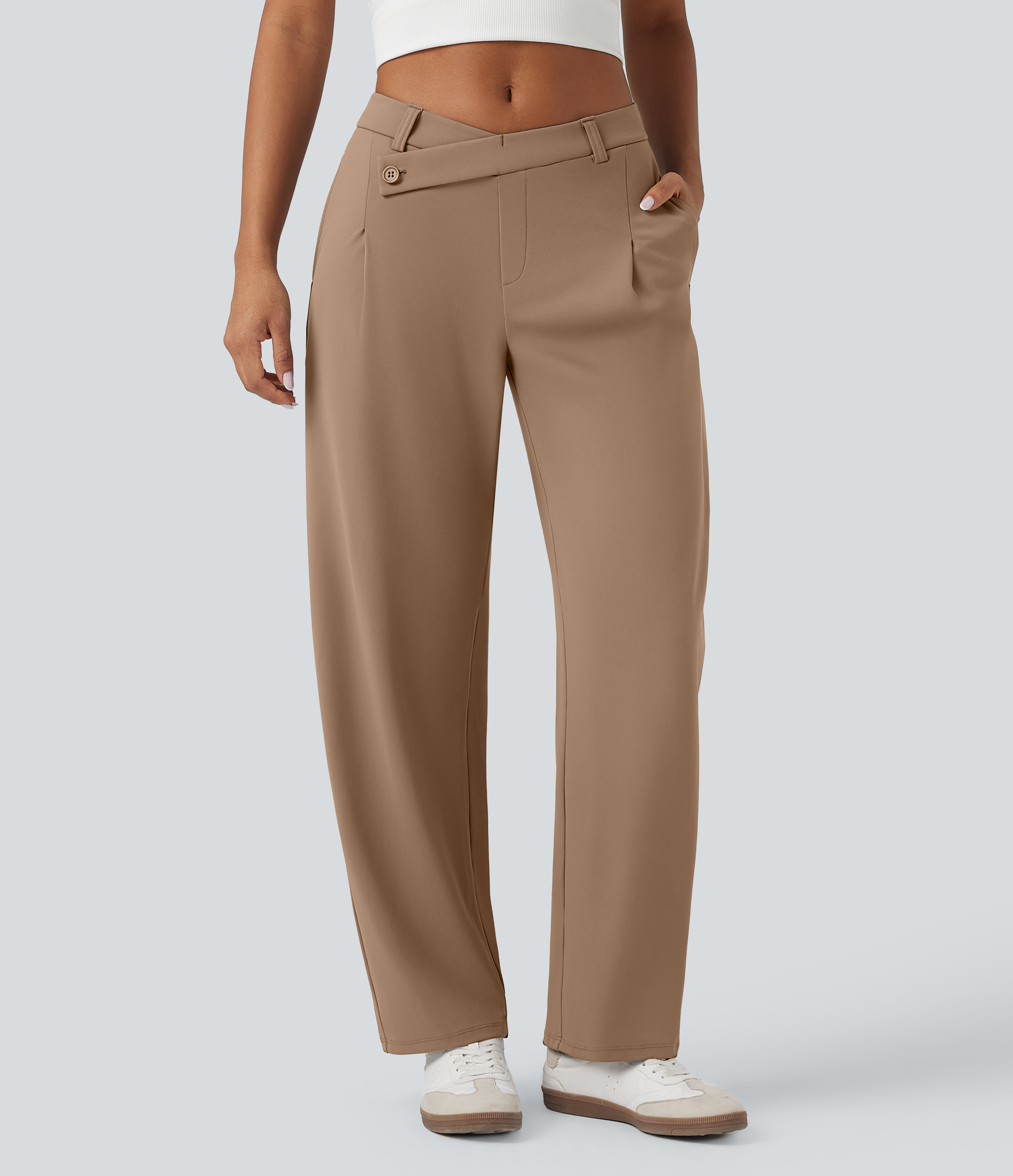 Pantalon tailleur fuselé asymétrique taille moyenne Halara Flex™ DayStretch avec poches