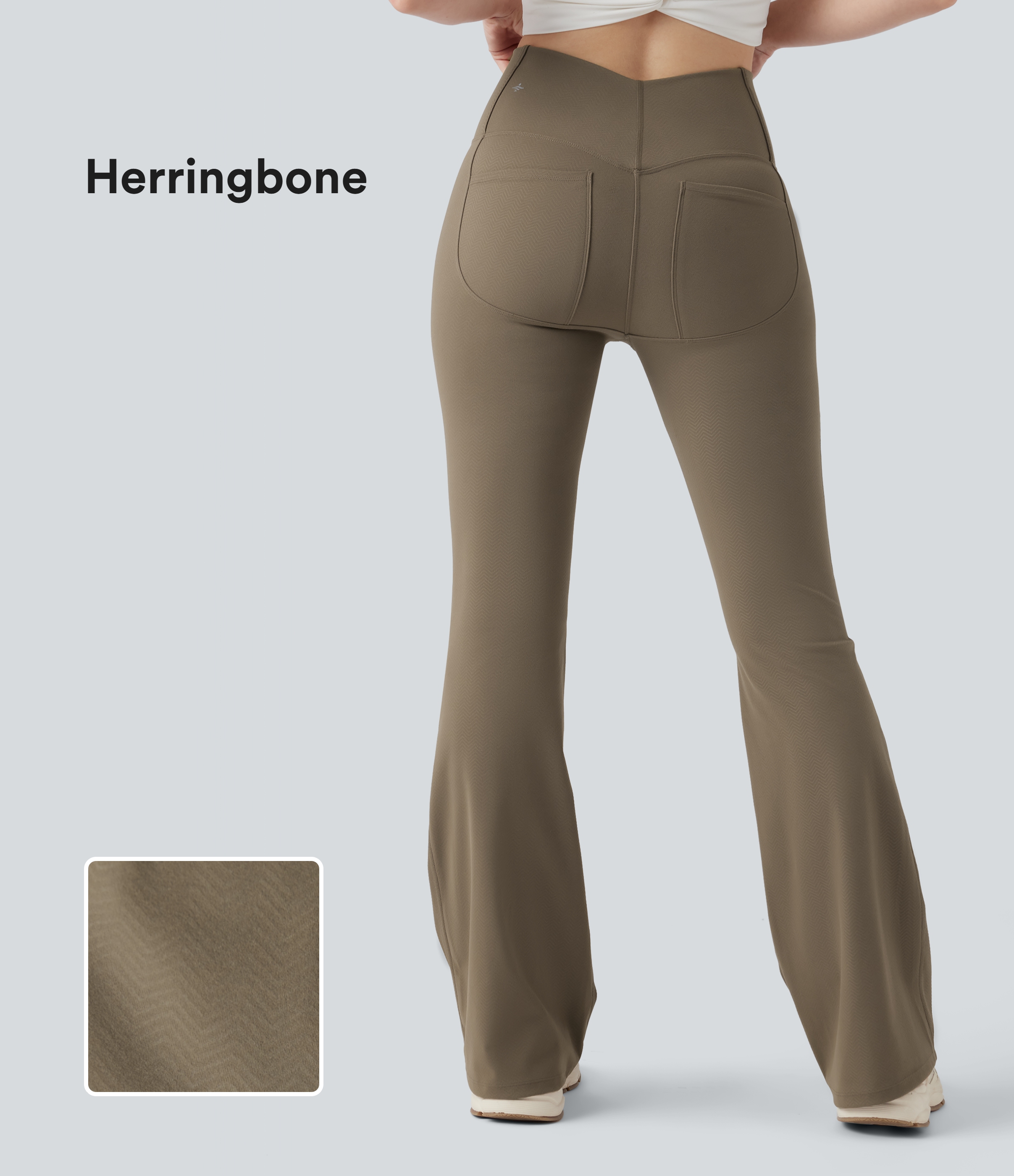 Halara Ultrasculpt™ - Ausgestellte Yoga-Leggings mit hohem Bund, Gesäßtaschen und Fischgrätenmuster