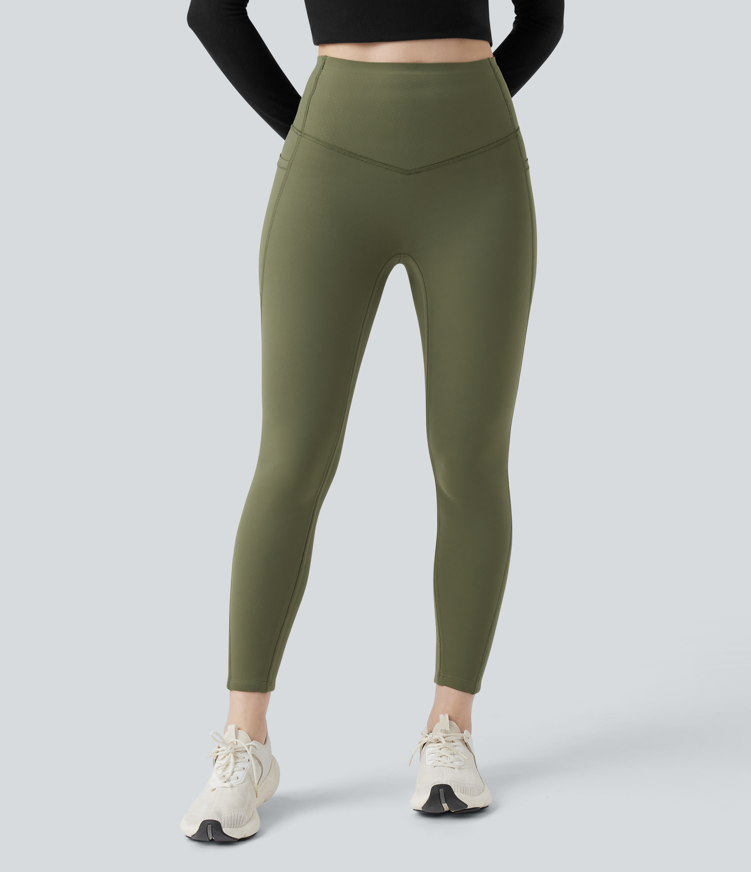 Grass Grey Green Halara UltraSculpt™ Extra Heat High Waisted Tummy Control Shaping Yoga Leggings with Pockets / 2
