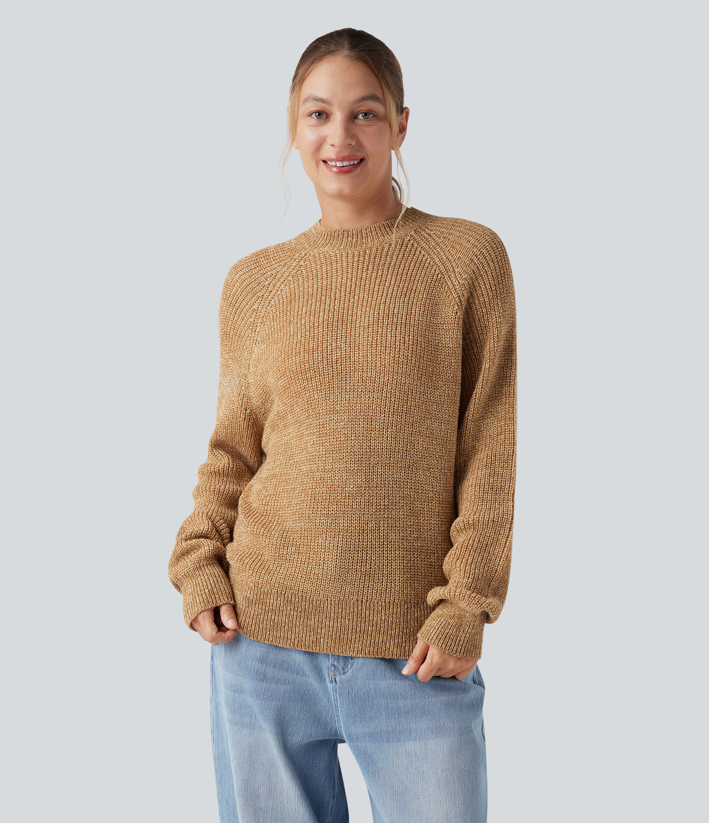 Pull décontracté à col rond et manches longues