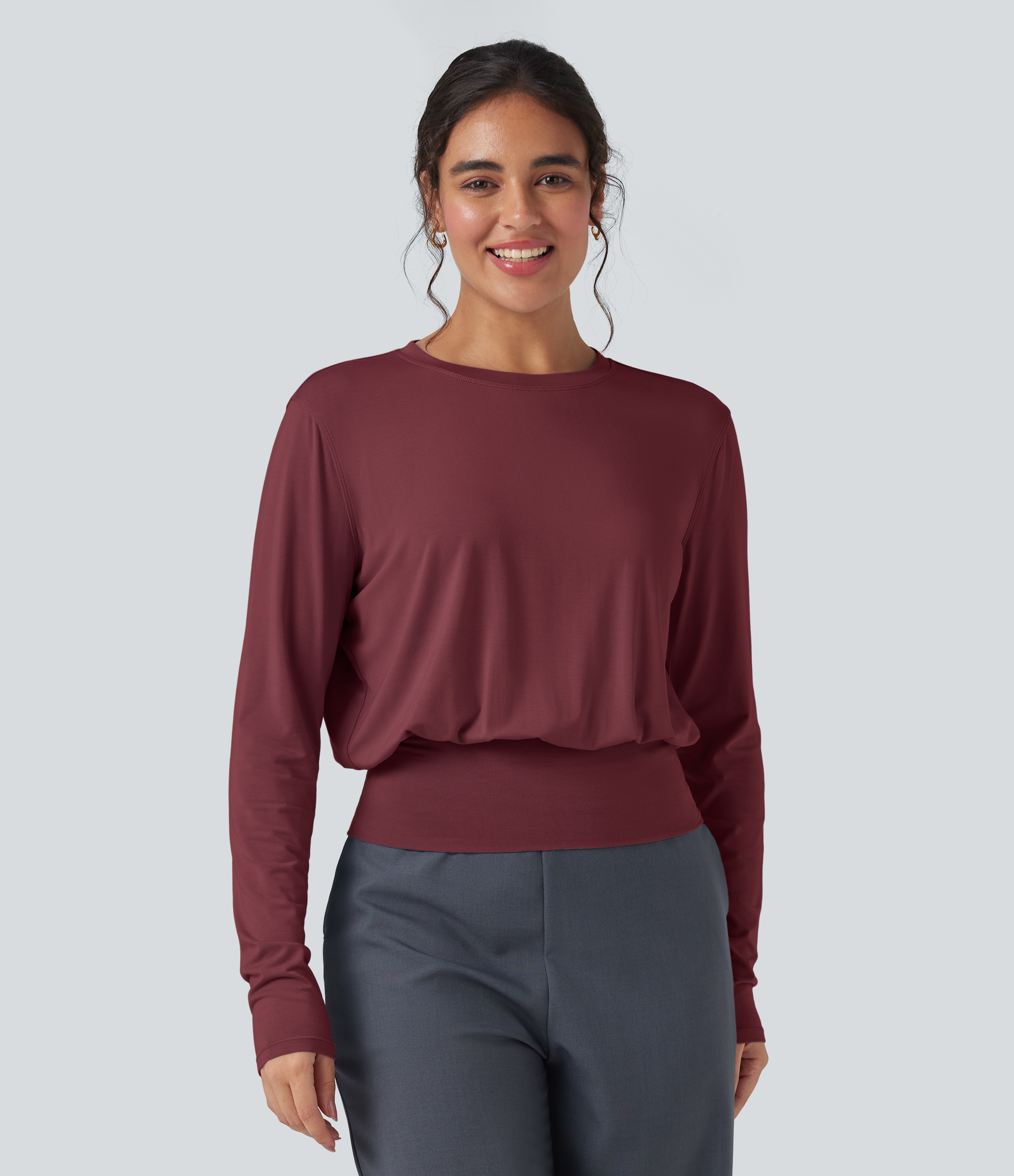 Camiseta de trabajo de manga larga con cuello redondo