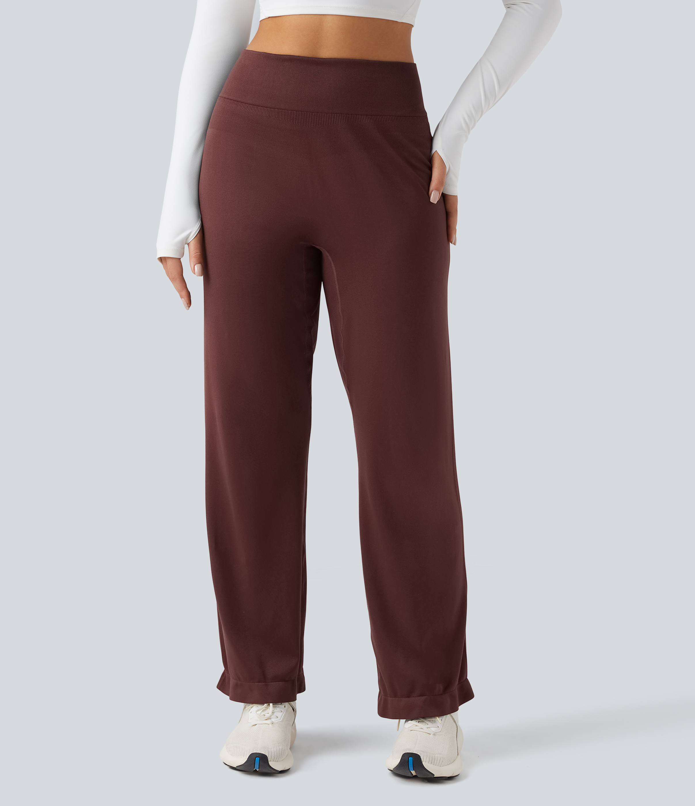 Red Mahogany OneForm Seamless Flow High Waisted Straight Leg Yoga Pants / 2
