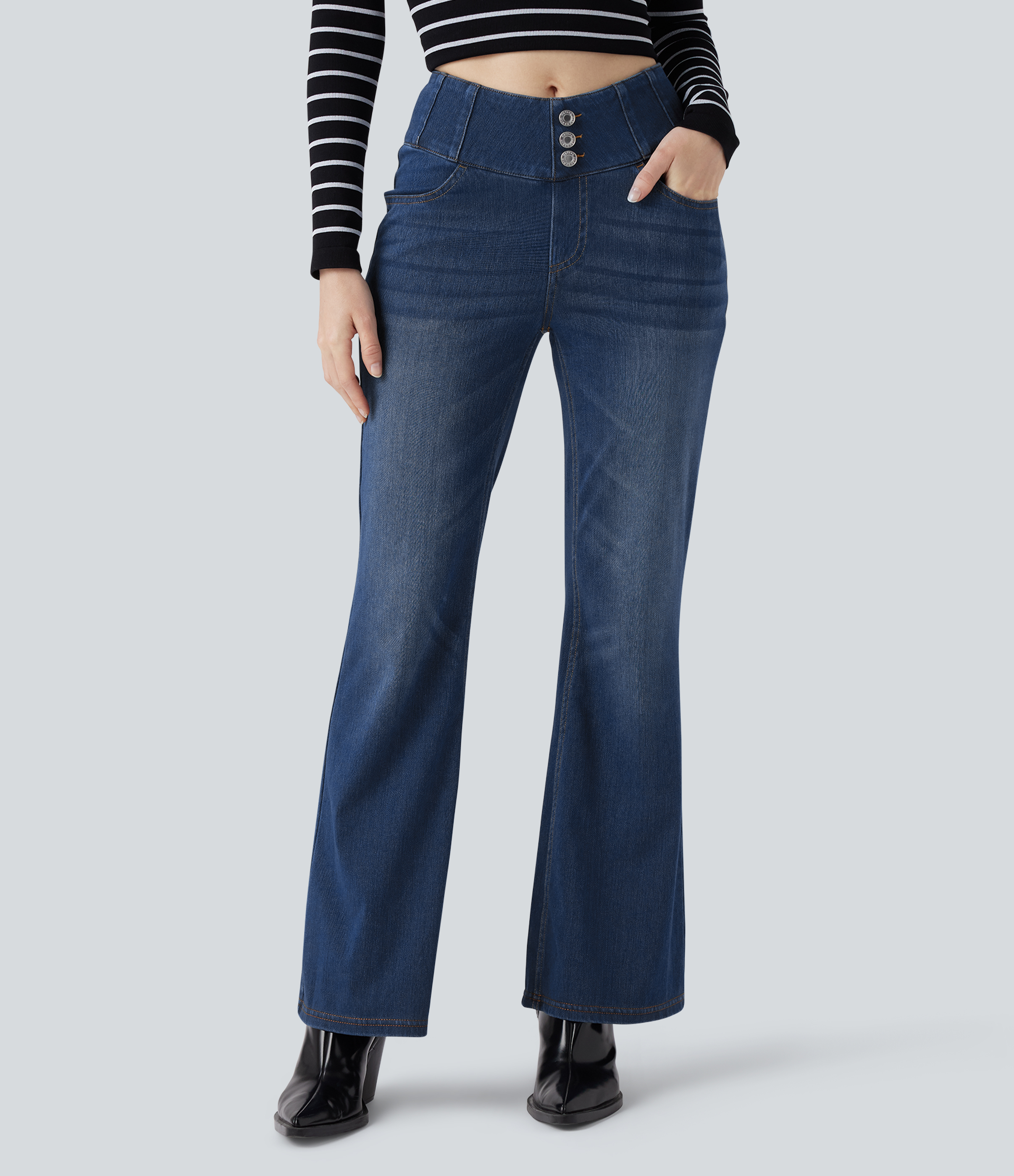 Halara Flex™ High Waisted Bootcut Casual Jeans with Pockets