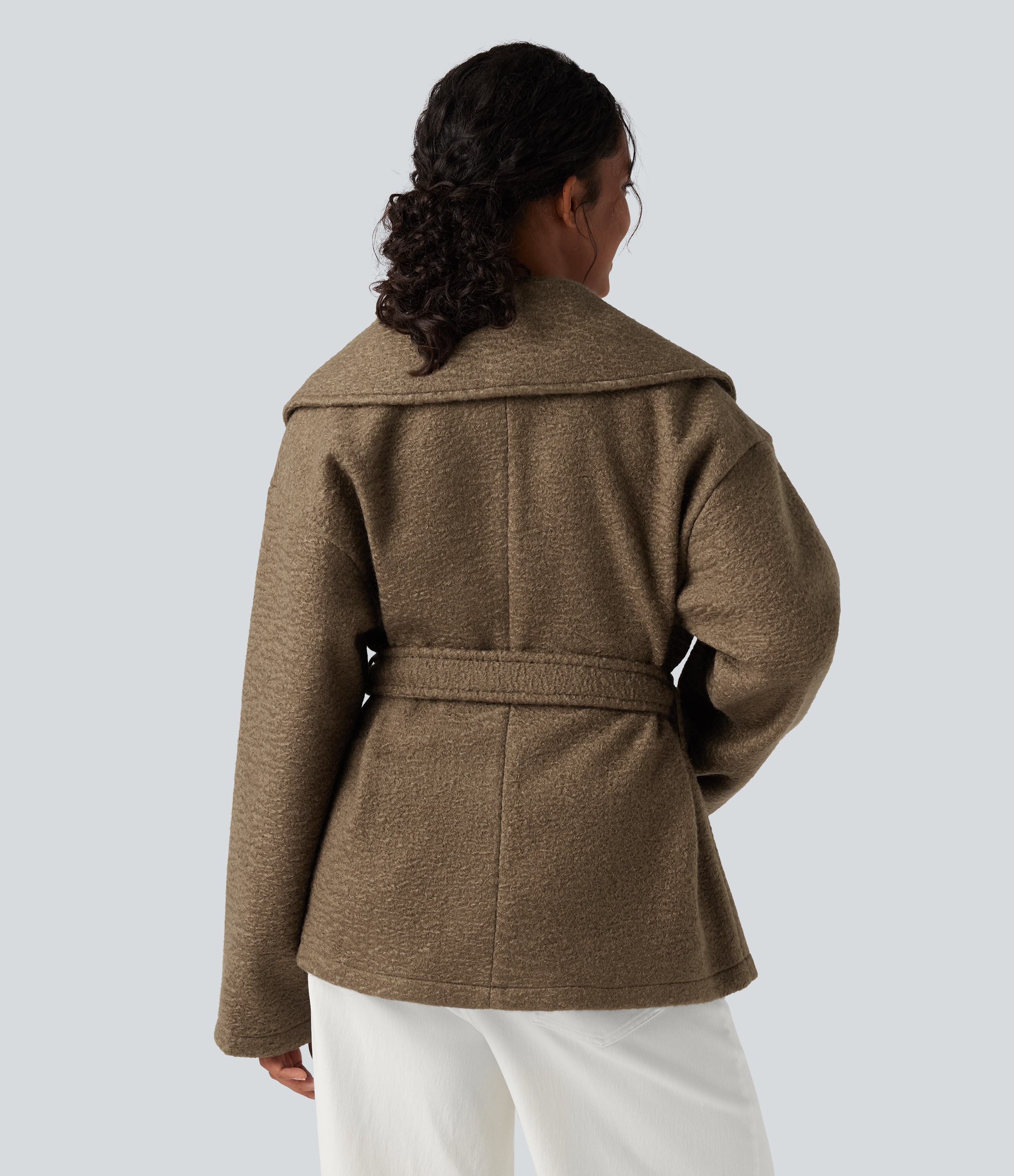 Otter Lapel Belted Casual Coat with Pockets / 2