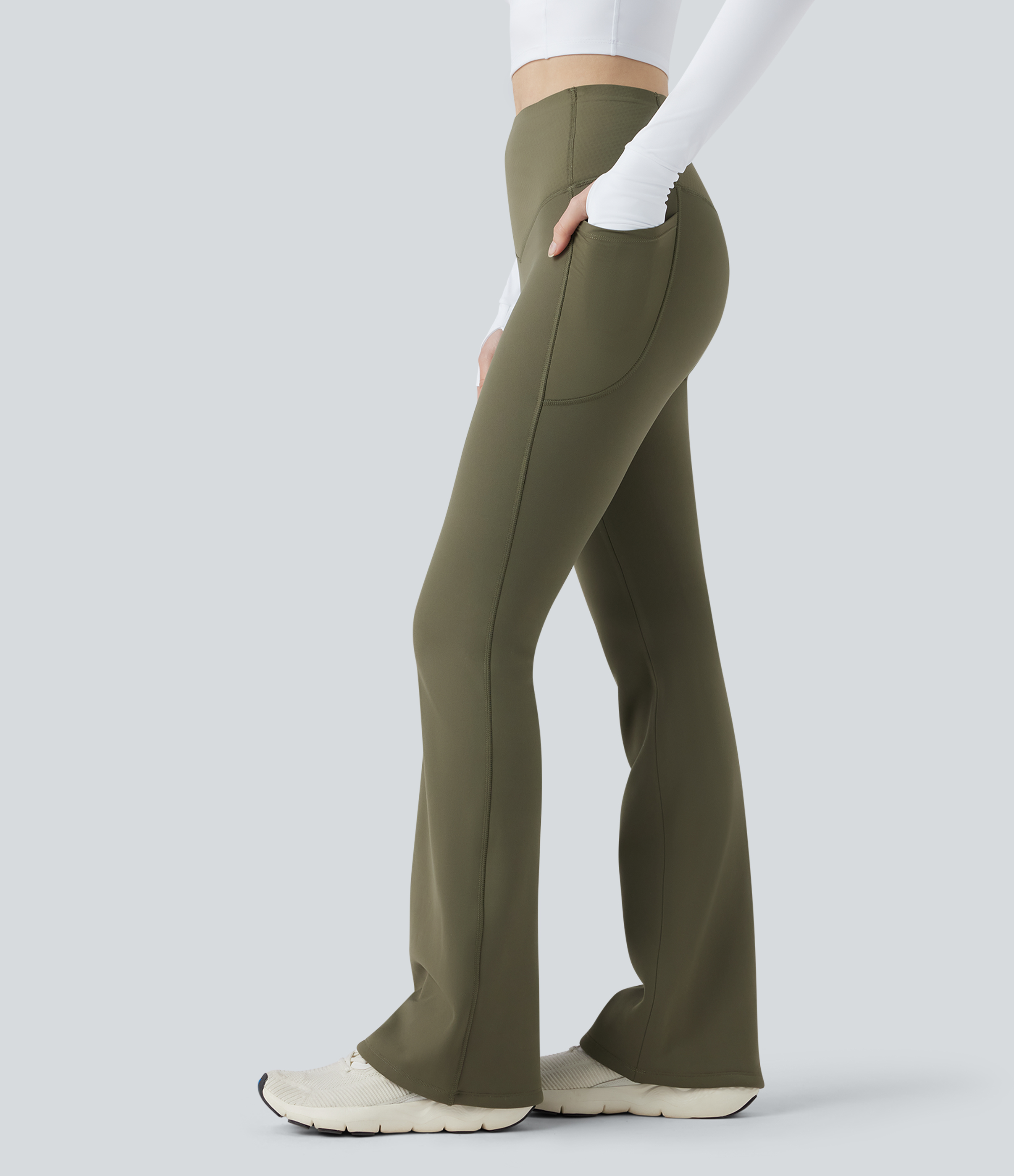Halara UltraSculpt™ Extra Heat High Waisted Tummy Control Yoga Bootcut Leggings with Pockets