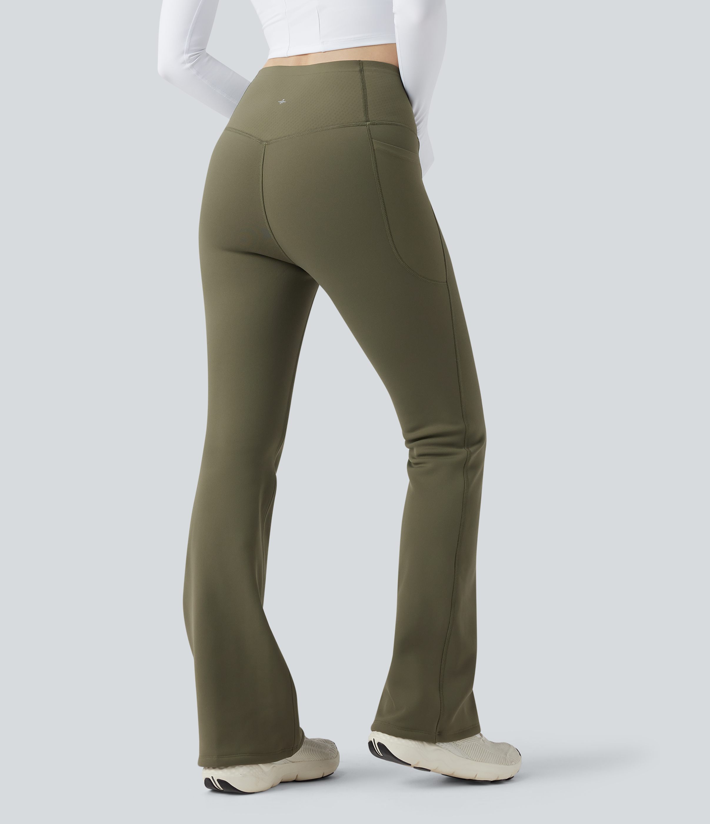 Grass Grey Green Halara UltraSculpt™ Extra Heat High Waisted Tummy Control Yoga Bootcut Leggings with Pockets / 2