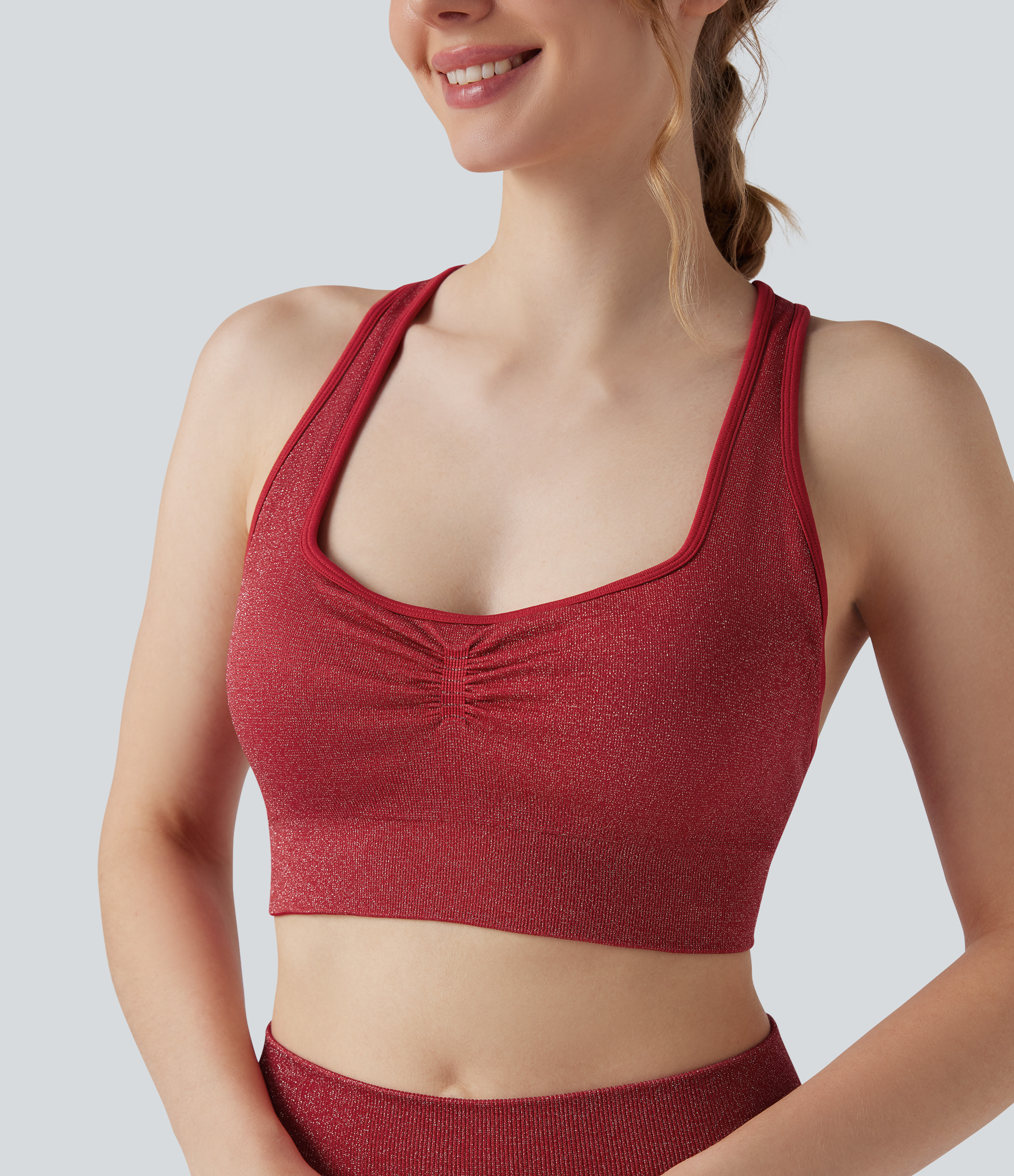Sparkle Seamless Flow Low Support U Neck Workout Sports Bra