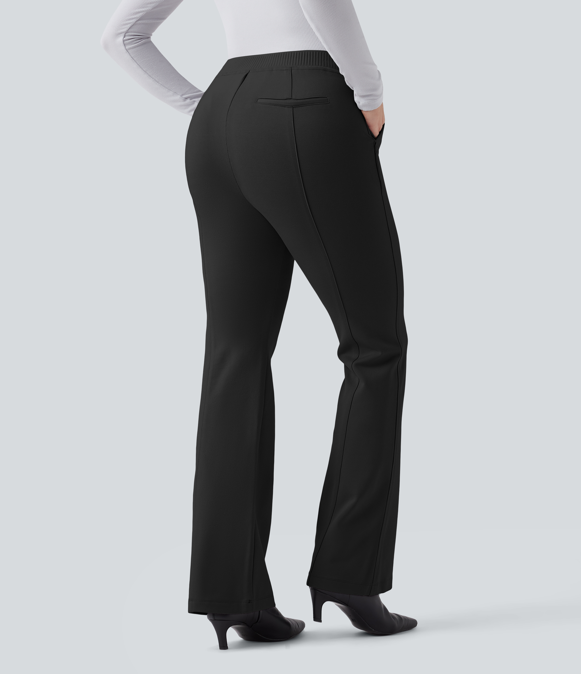 High Waisted Flare Work Pants with Pockets