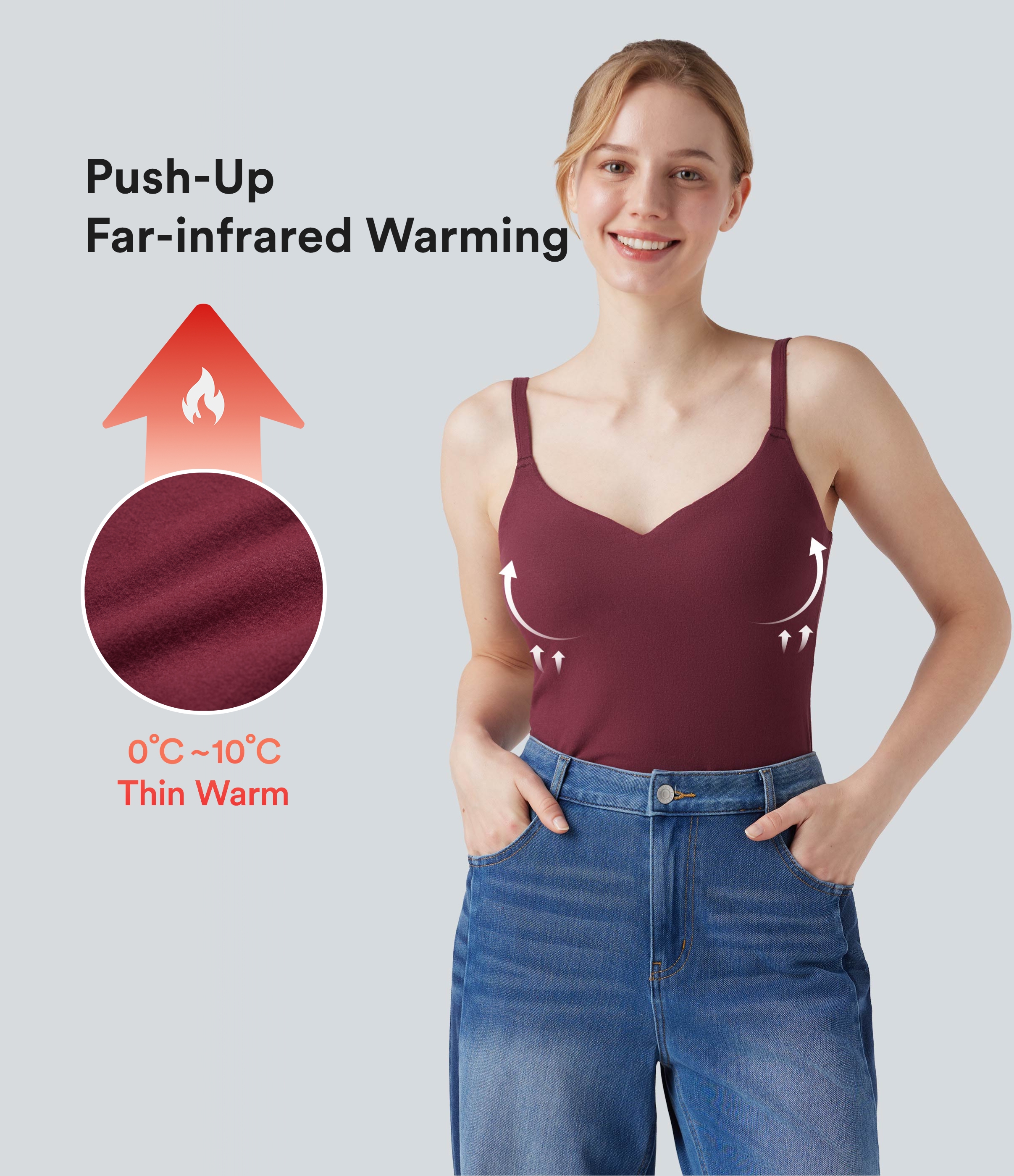 Lässiges Cami-Top mi verstellbaren Trägern und geformten Körbchen - Push-Up, wärmend