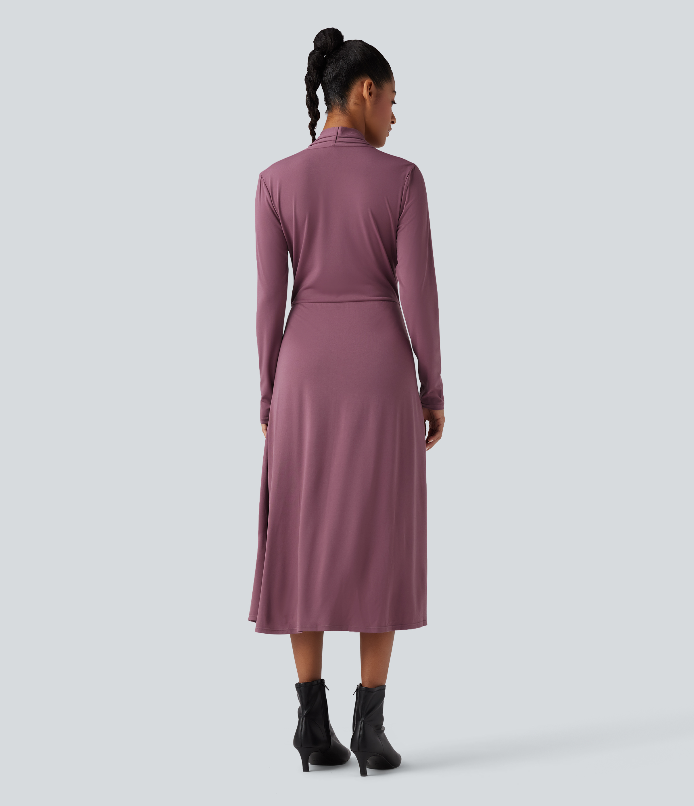 Tulipwood Rochie midi office cu decolteu în V, mâneci lungi și buzunare / 2
