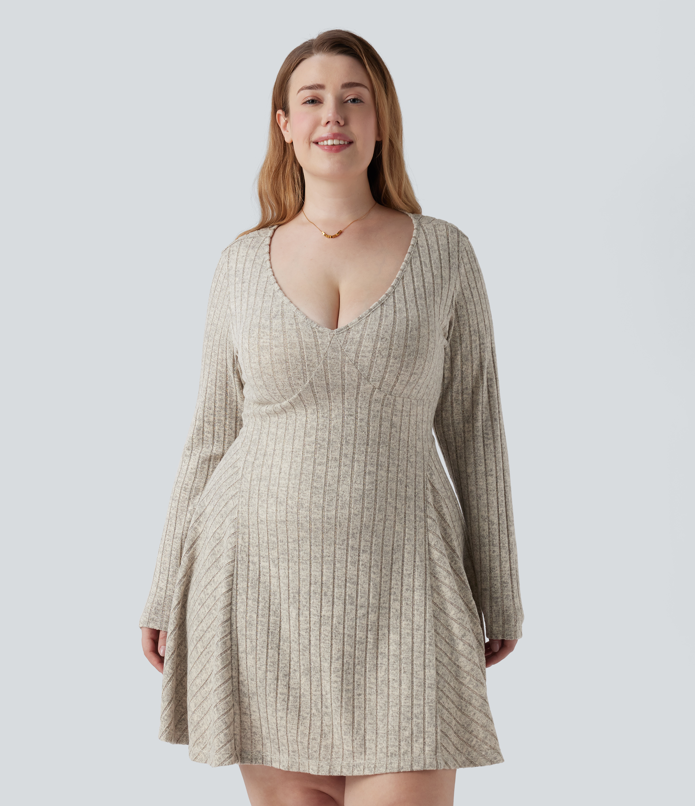 slim fit dress slacks Wrenna Bell Sleeve Knit Maxi Dress White main image 0
