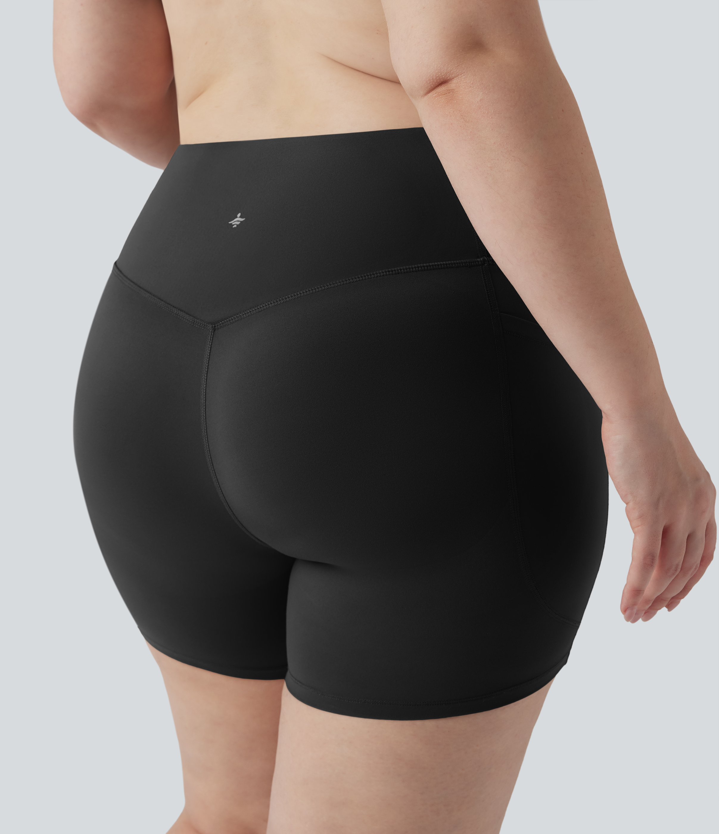 Black Halara UltraSculpt™ High Waisted Butt Lifting Tummy Control Shaping Training Plus Size Bike Running Shorts 5'' with Pockets / 2
