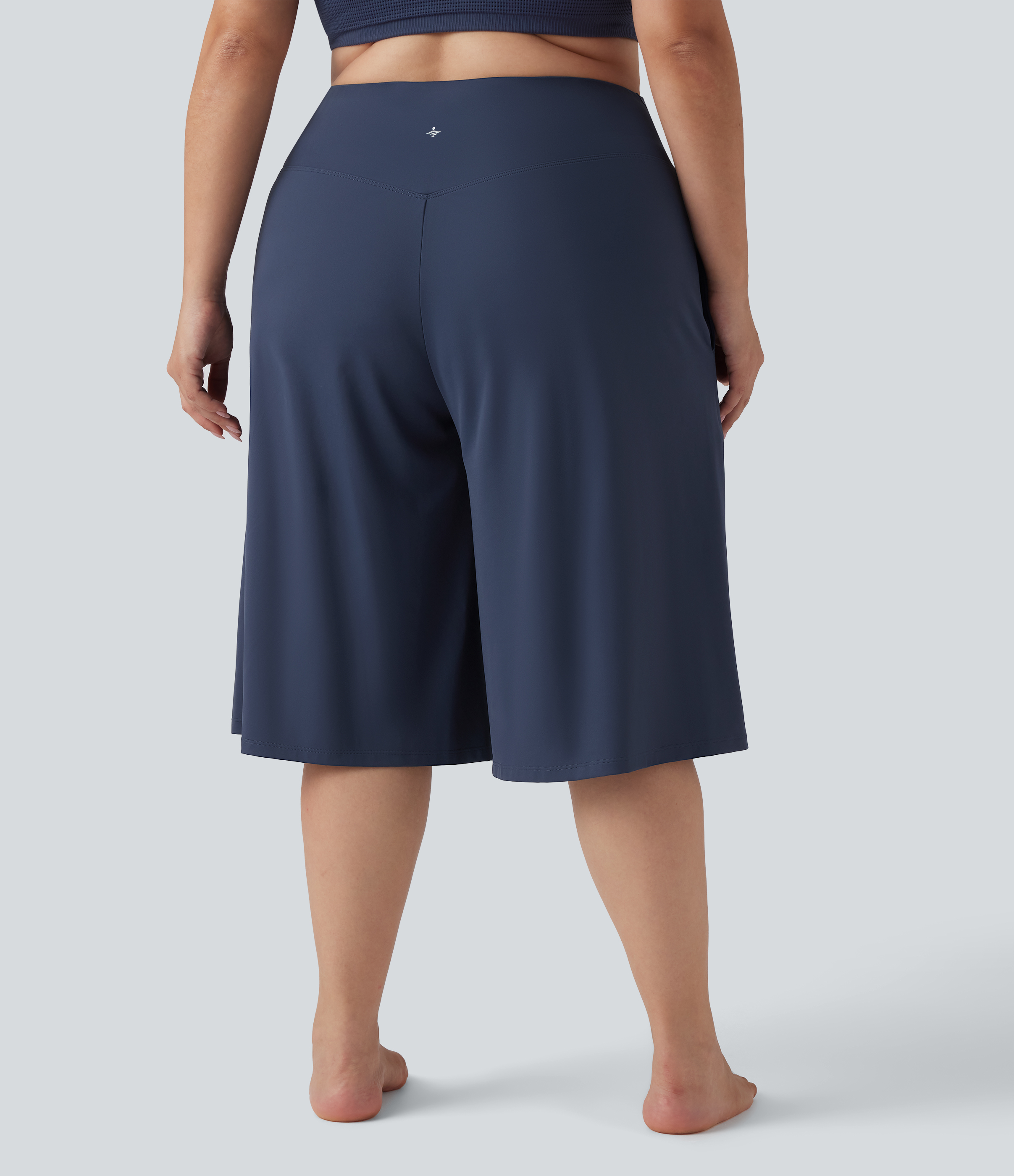 Mood Indigo Pantalon corsaire grande taille large SoftlyZero™ Airy taille haute croisée effet frais InstantCool avec poches / 2