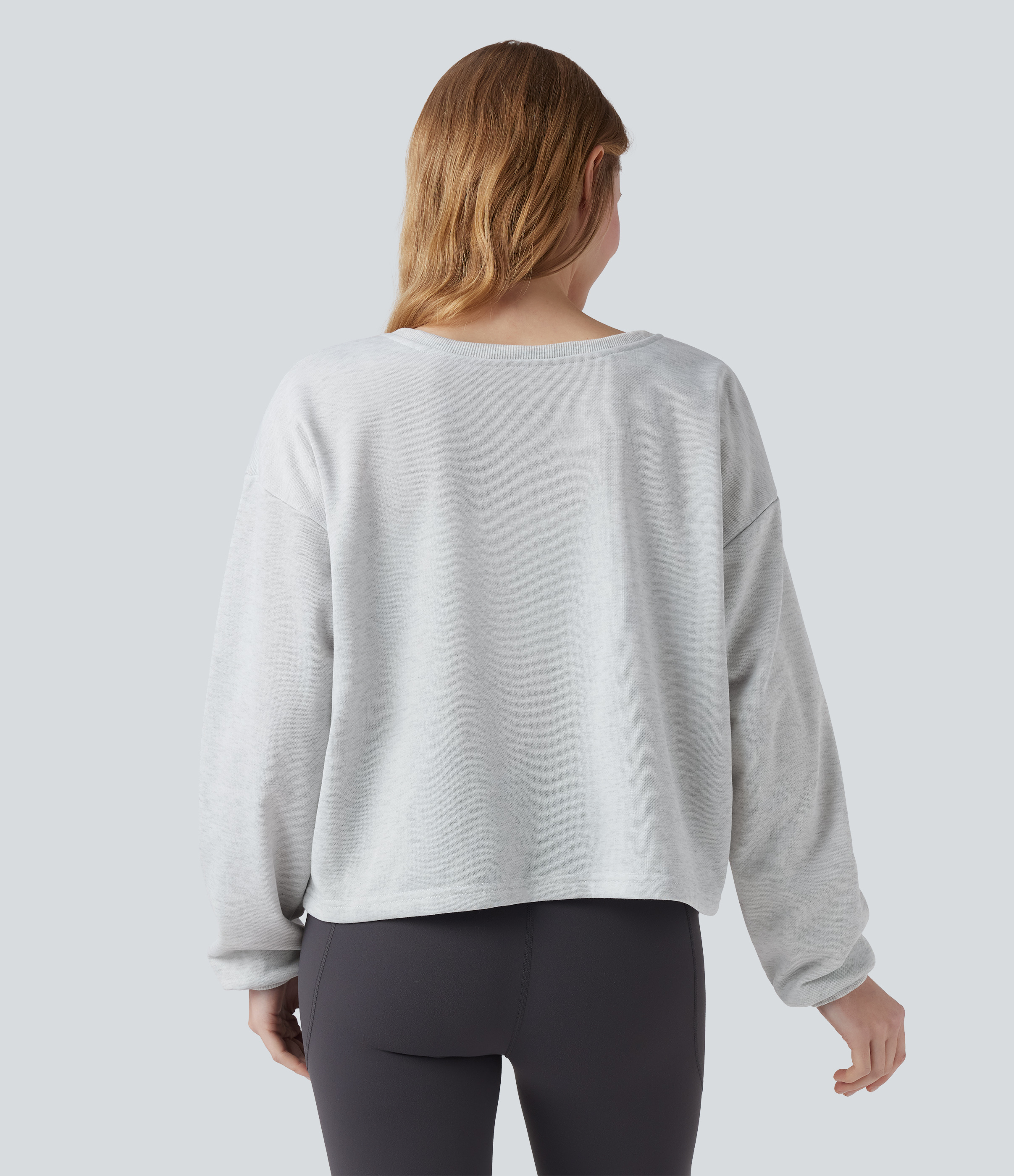 Dawn Blue Sudadera reversible de cuello redondo con nudo delantero y manga larga, estilo casual (dos looks en uno) / 2
