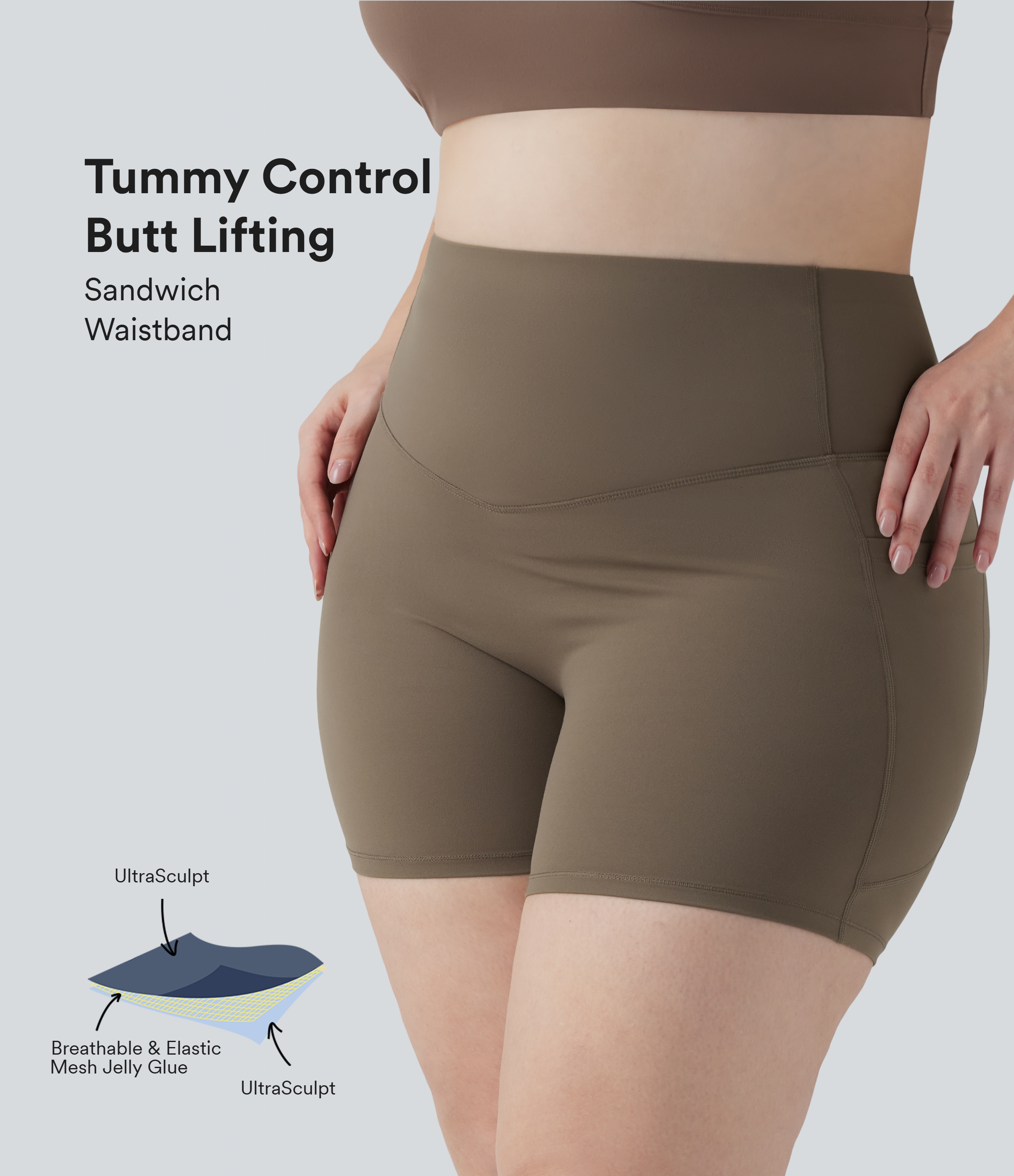 Halara UltraSculpt™ High Waisted Butt Lifting Tummy Control Shaping Training Plus Size Biker Shorts 5'' with Pockets