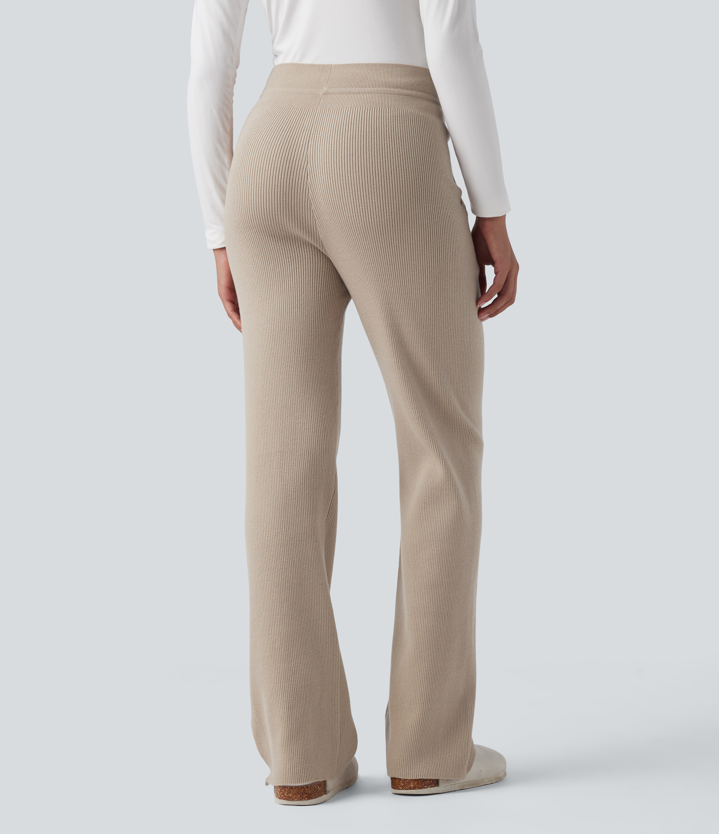 Plaza Taupe Mid Rise Drawstring Lounge Sweater Pants with Pockets / 2