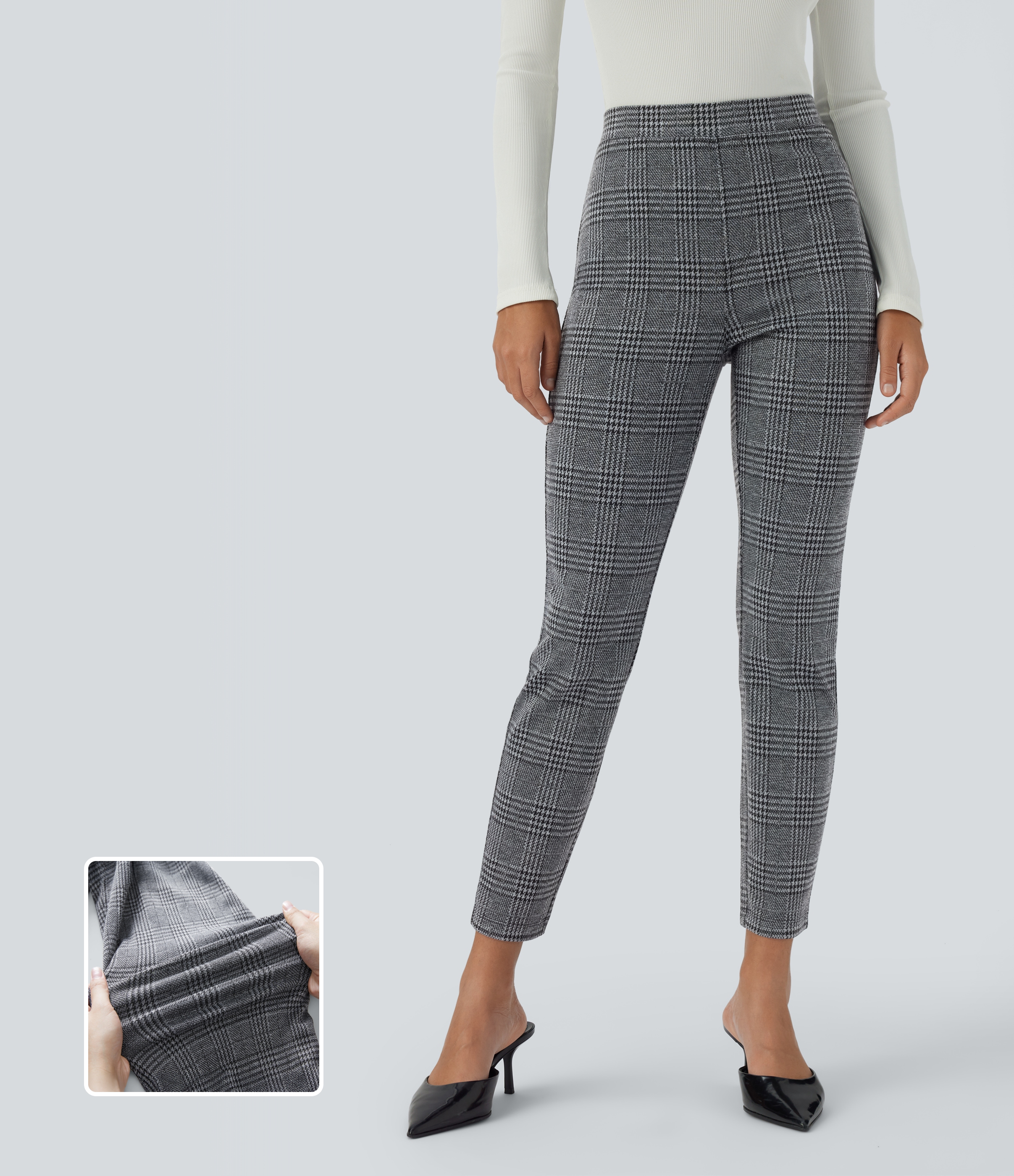 Halara Flex™ High Waisted Pocket Houndstooth Plaid Skinny Work Trousers