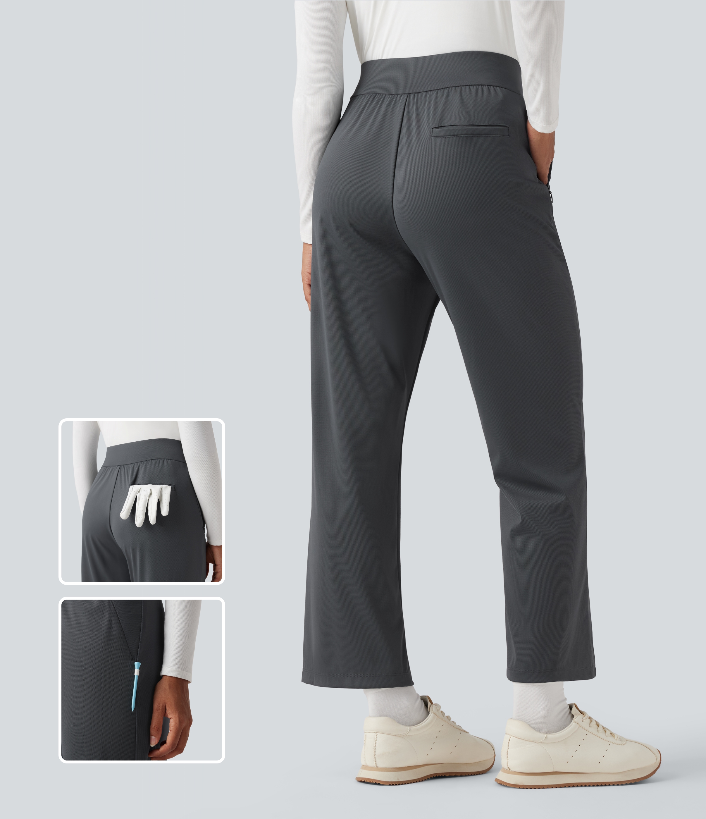 Women's High Waisted Straight Leg Golf Pants with Pockets-Golf Tee
