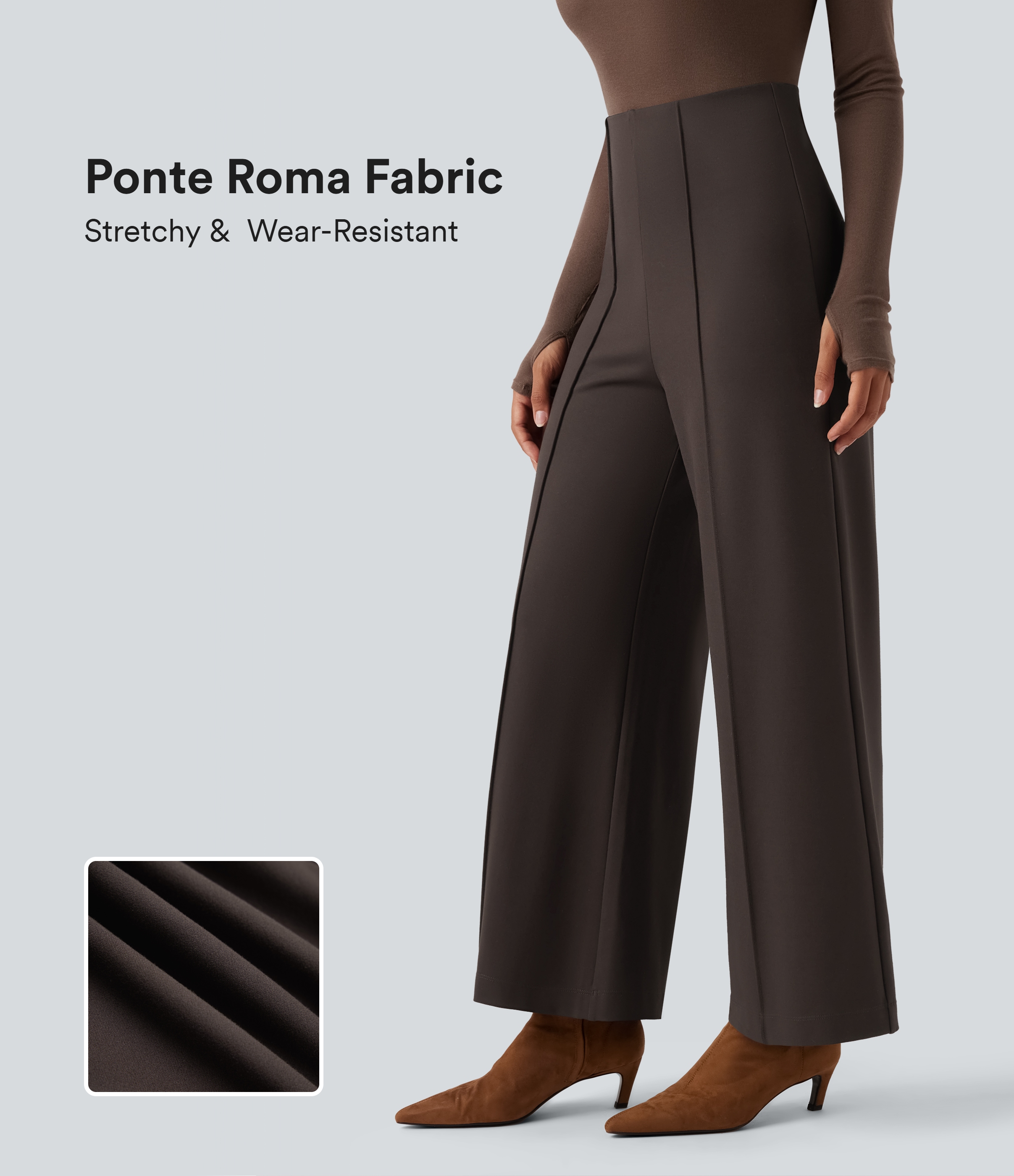 Halara Flex™ Wear-Resistant High Waisted Ponte Roma Work Baggy Flare Pants