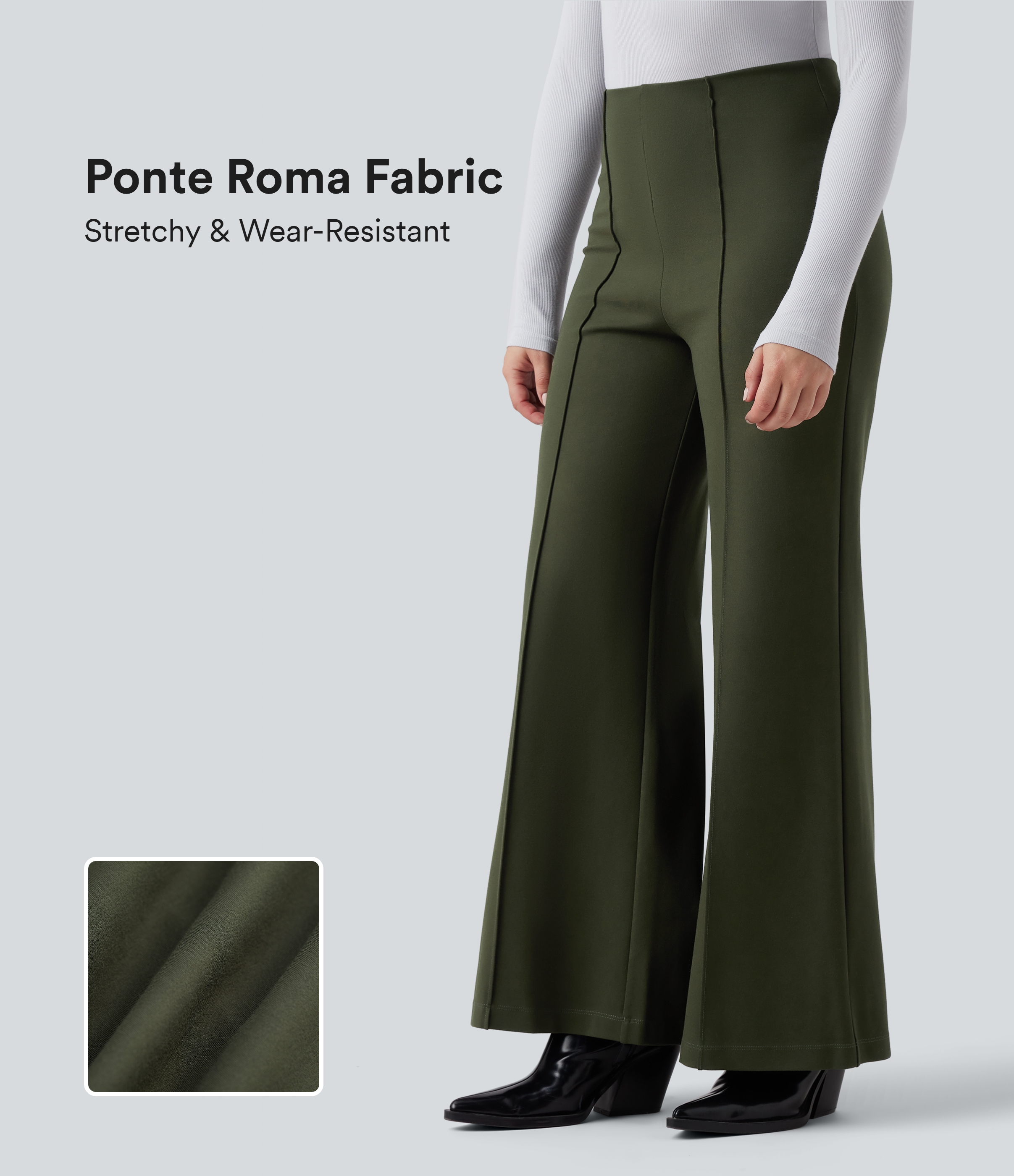 Halara Flex™ Wear-Resistant High Waisted Ponte Roma Work Baggy Flare Pants