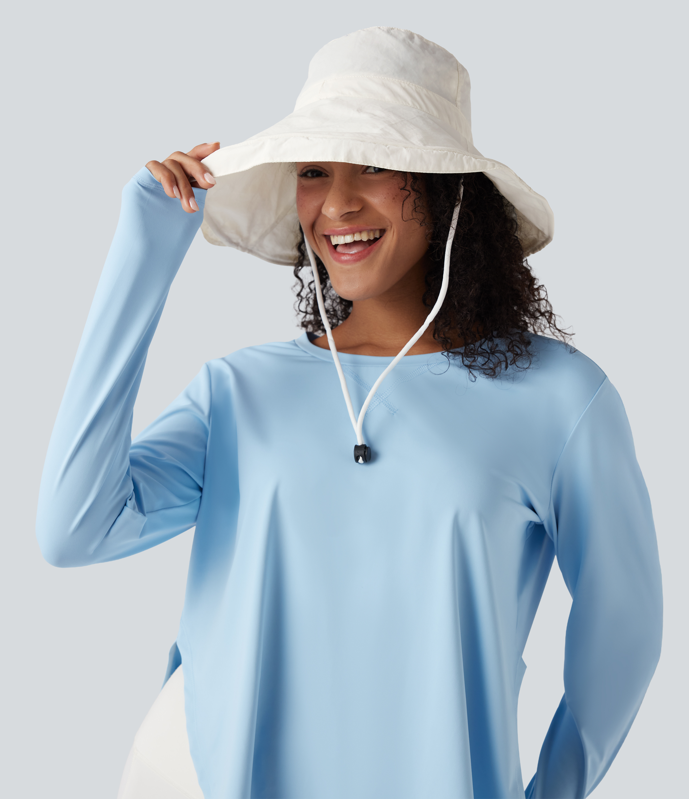 Laza, széles karimájú, állítható napkalap - UPF40+