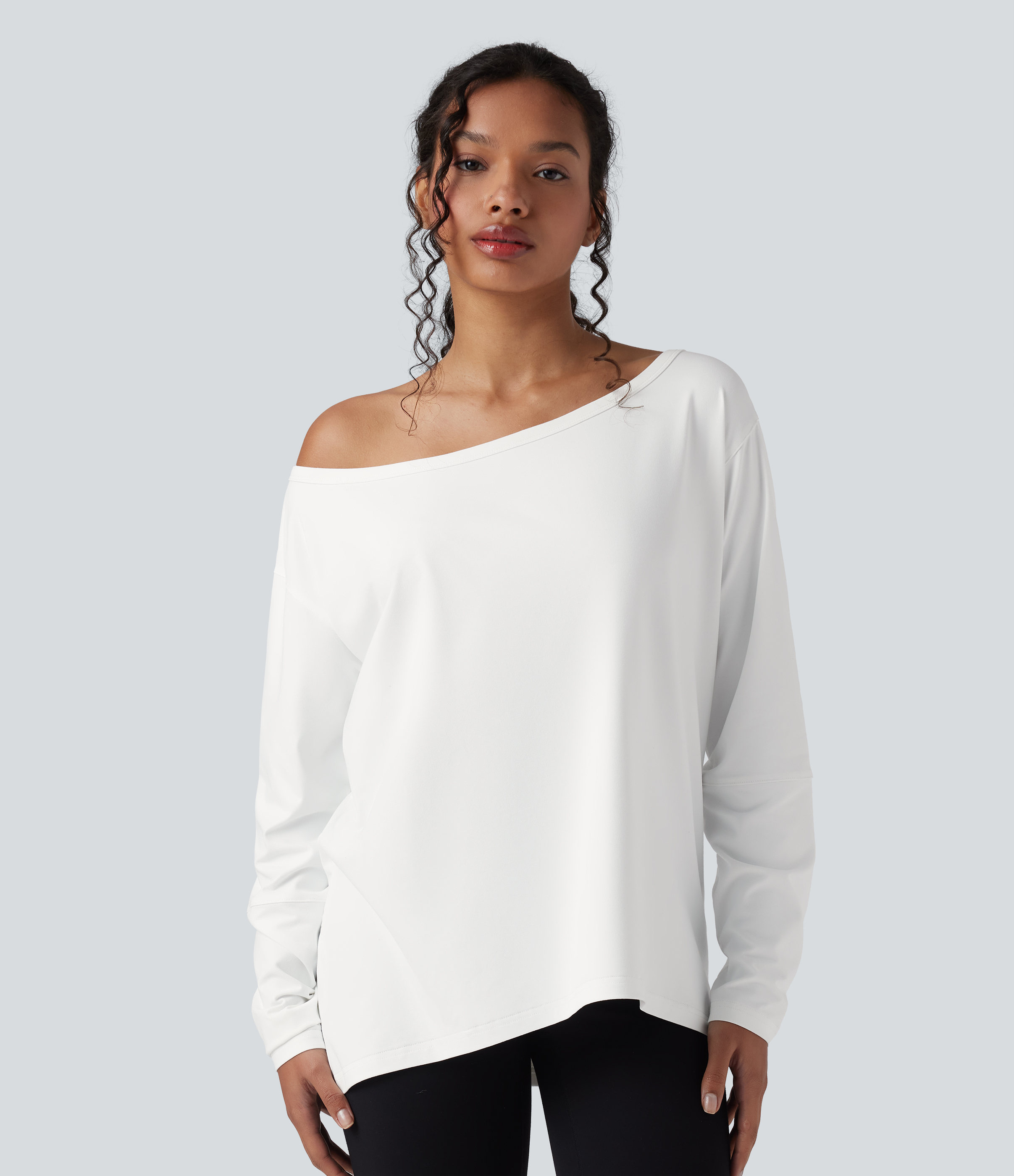 One-shoulder Long Sleeve Relaxed Yoga Sports Top