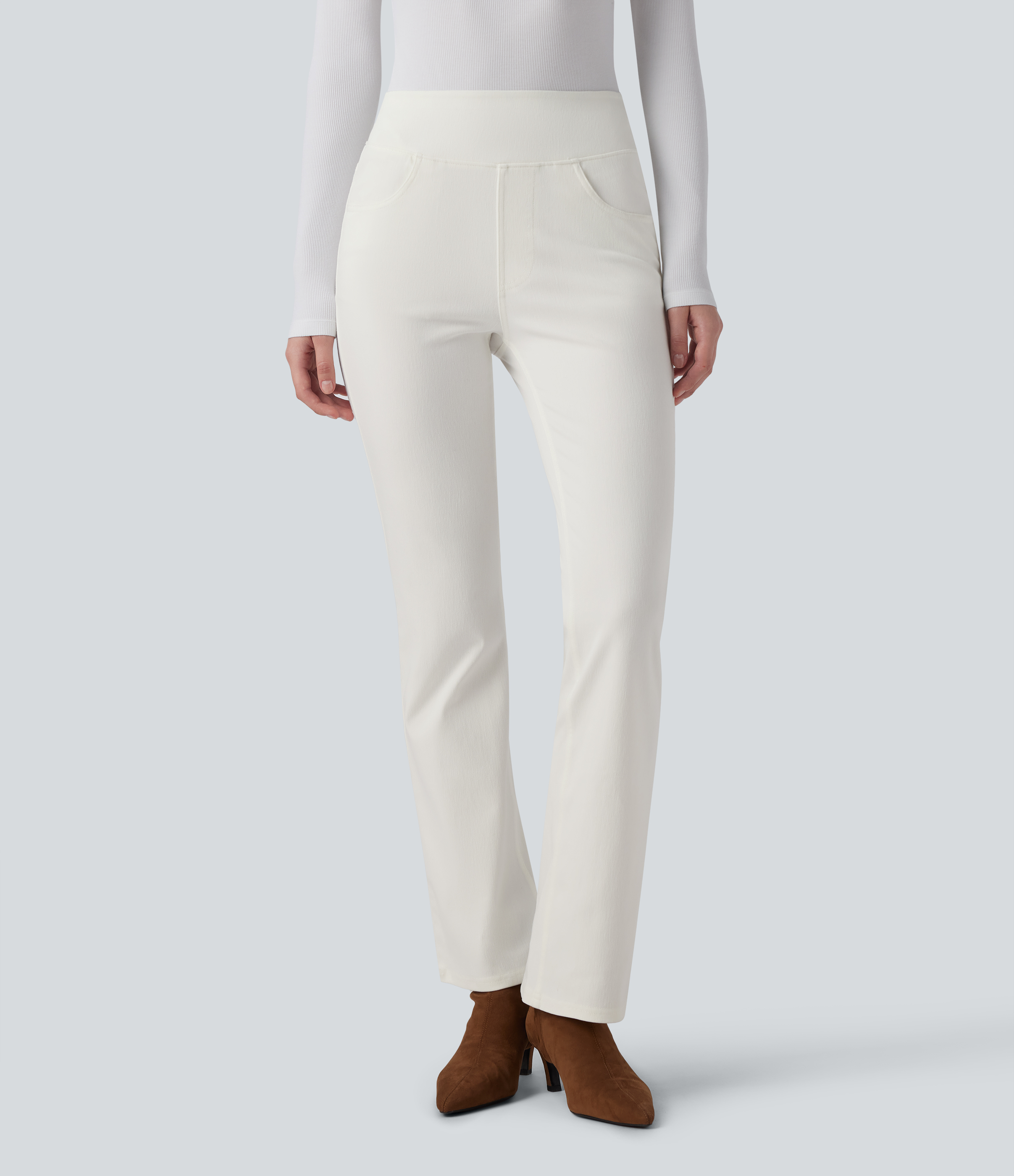 Halara Flex™ High Waisted Pockets Washed Casual Bootcut Jeans