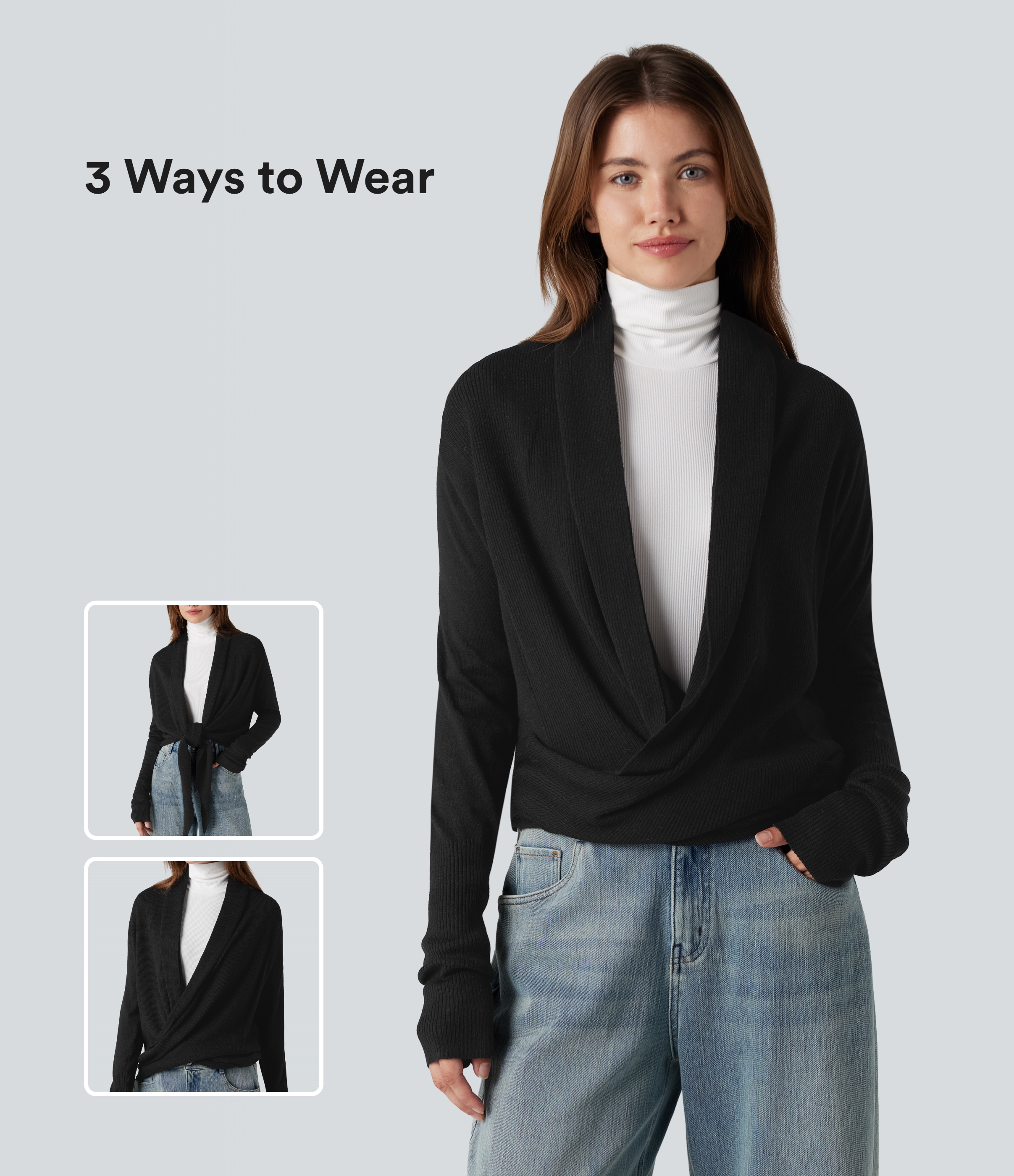 Lässiger Wickel-Cardigan mit Langarm​