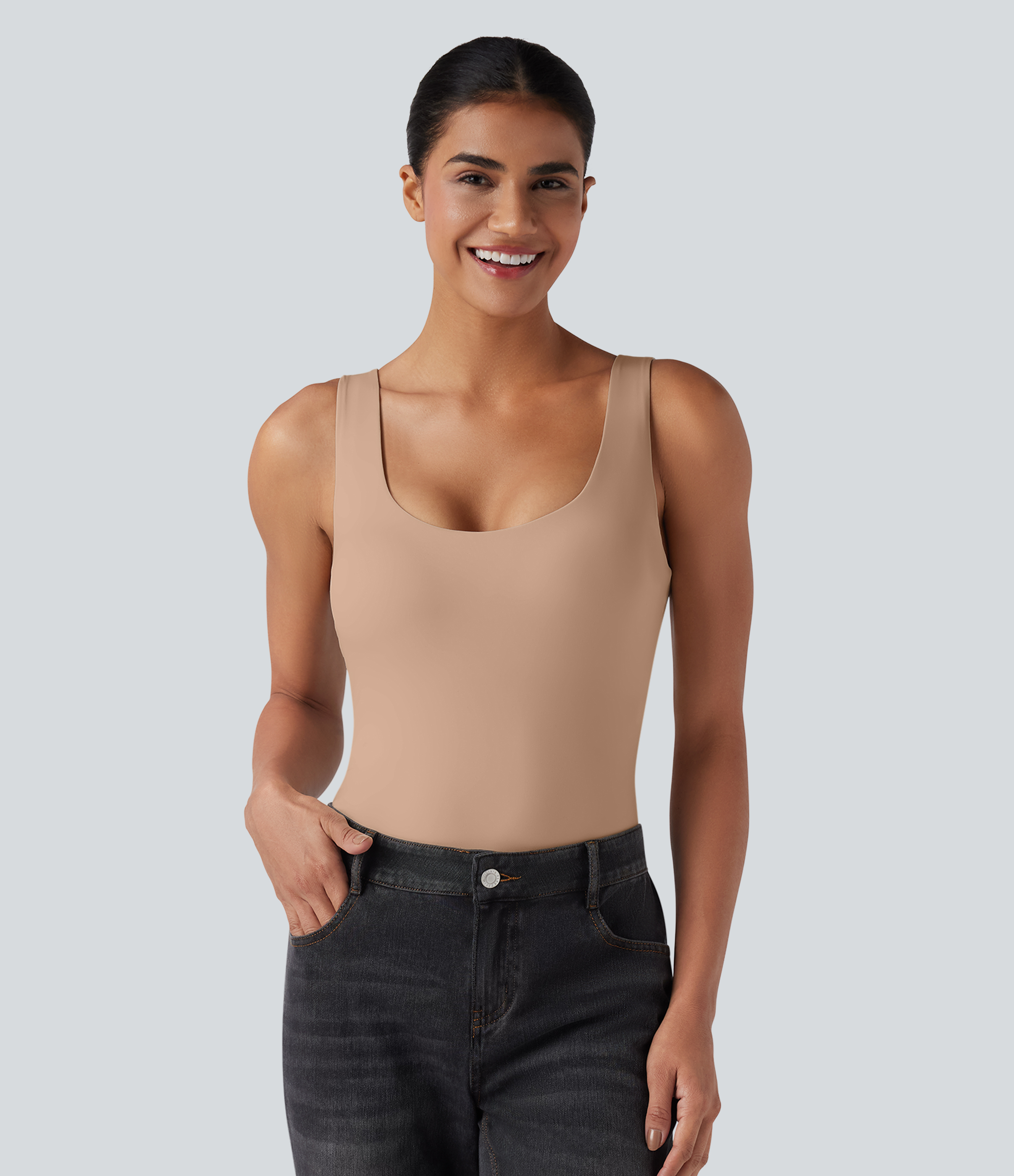 Body décontracté à encolure en U, effet push-up, très extensible