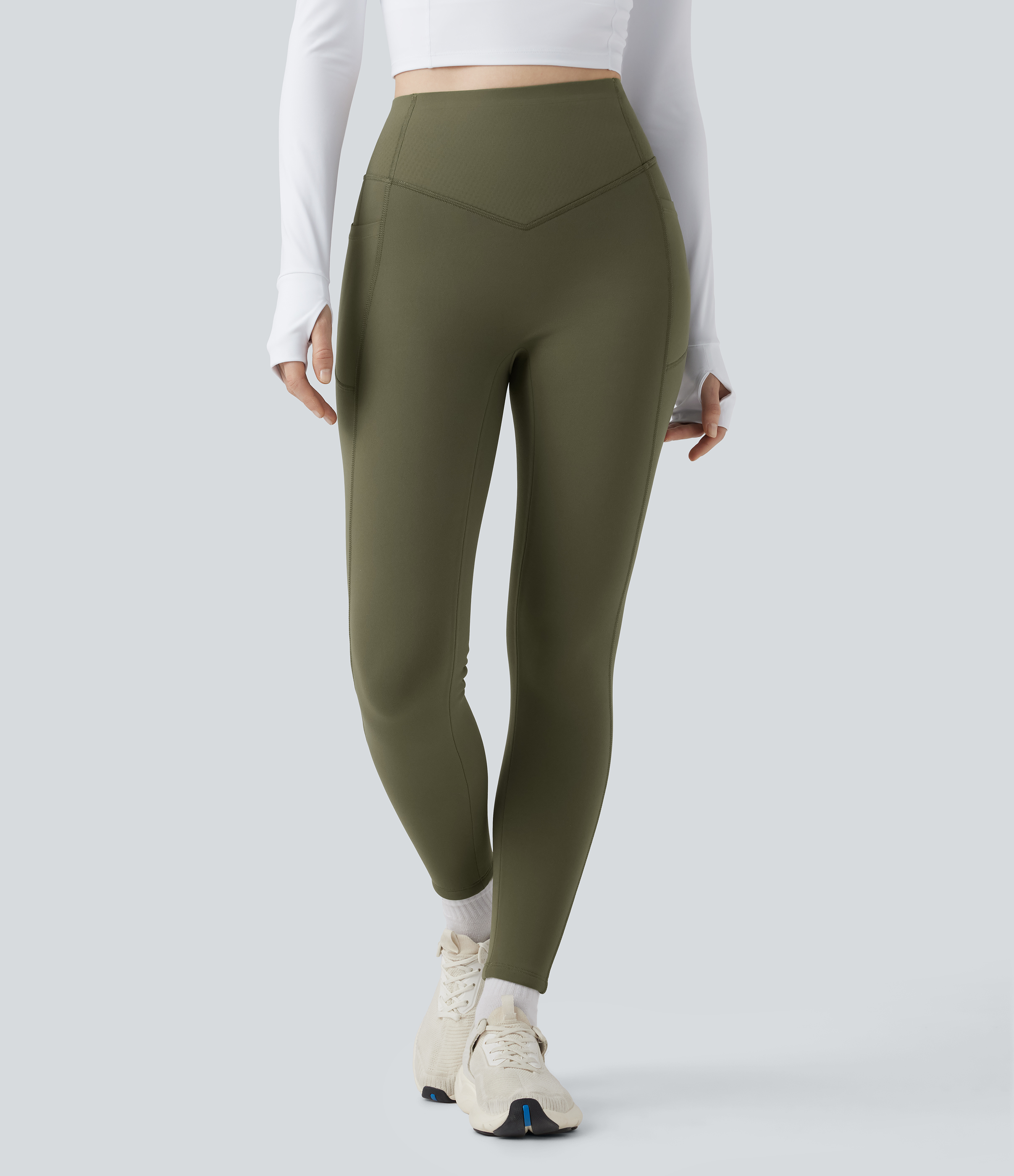 Grass Grey Green Halara UltraSculpt™ Extra Heat High Waisted Scrunch Butt Lifting Tummy Control Yoga Leggings with Pockets / 2