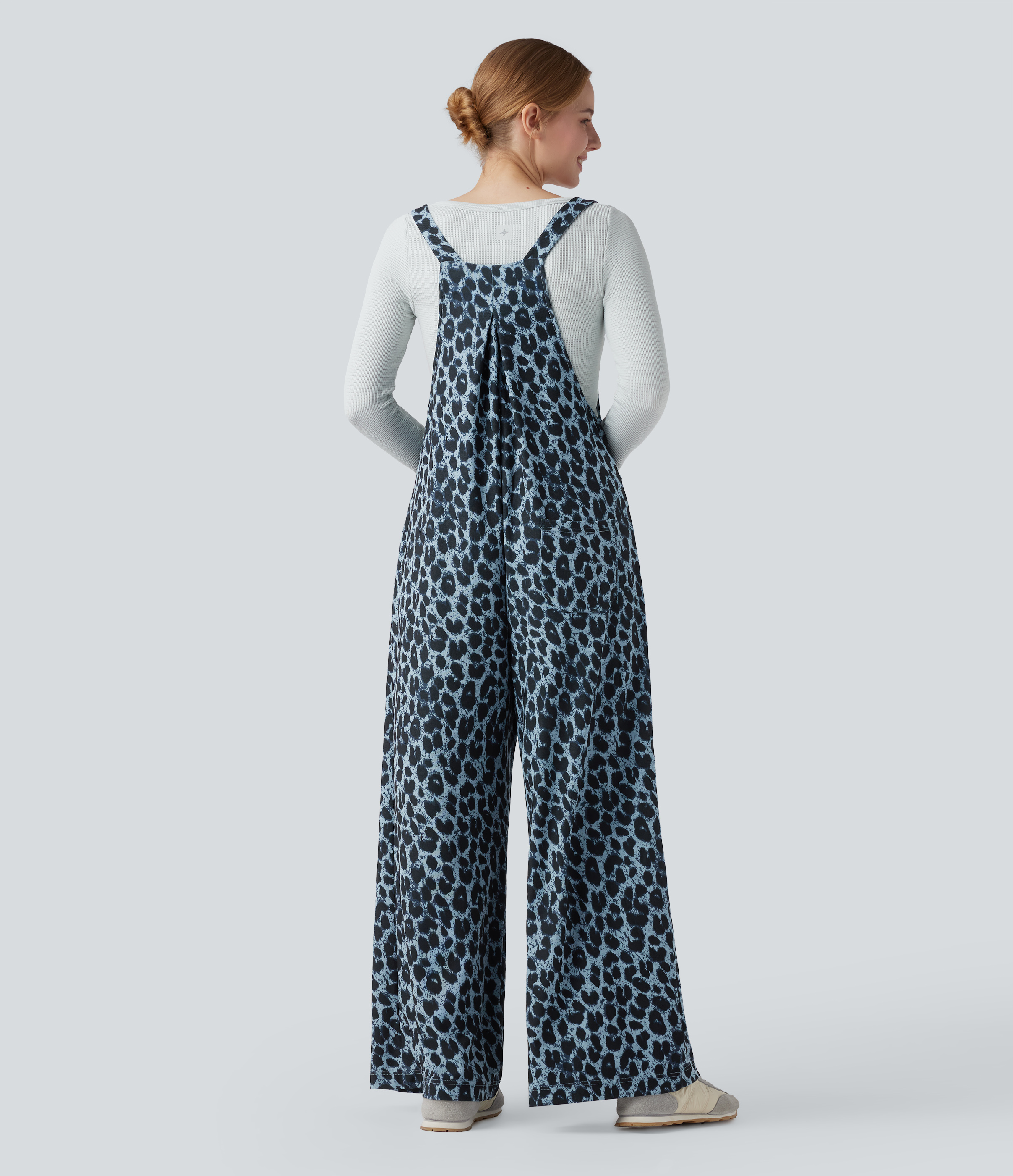 Sky Panther Lässiger Latzhose mit Seitentaschen und Waffelmuster / 2