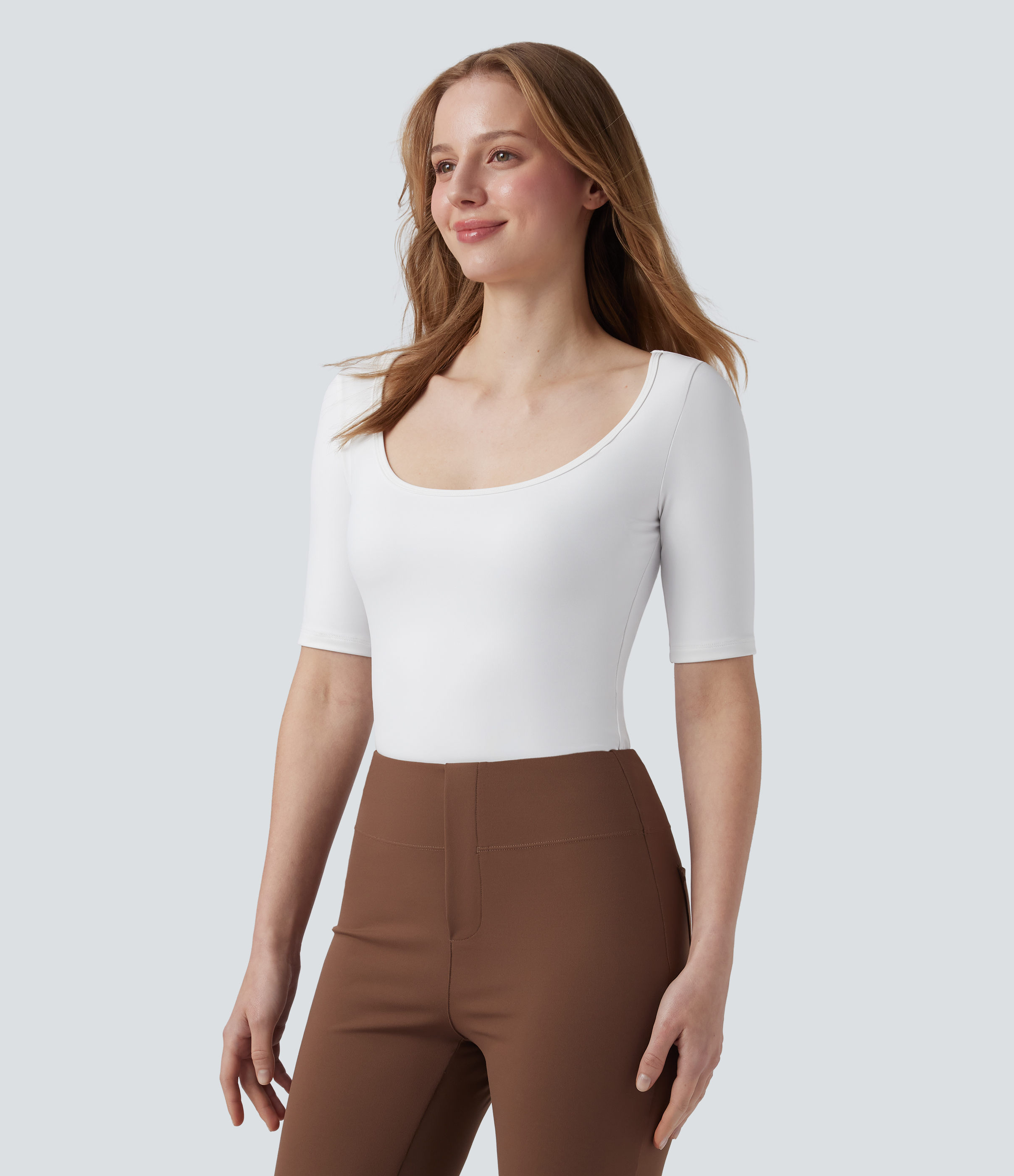 SoftlyZero™ Airy Scoop Neck Short Sleeve Cool Touch Work T-Shirt