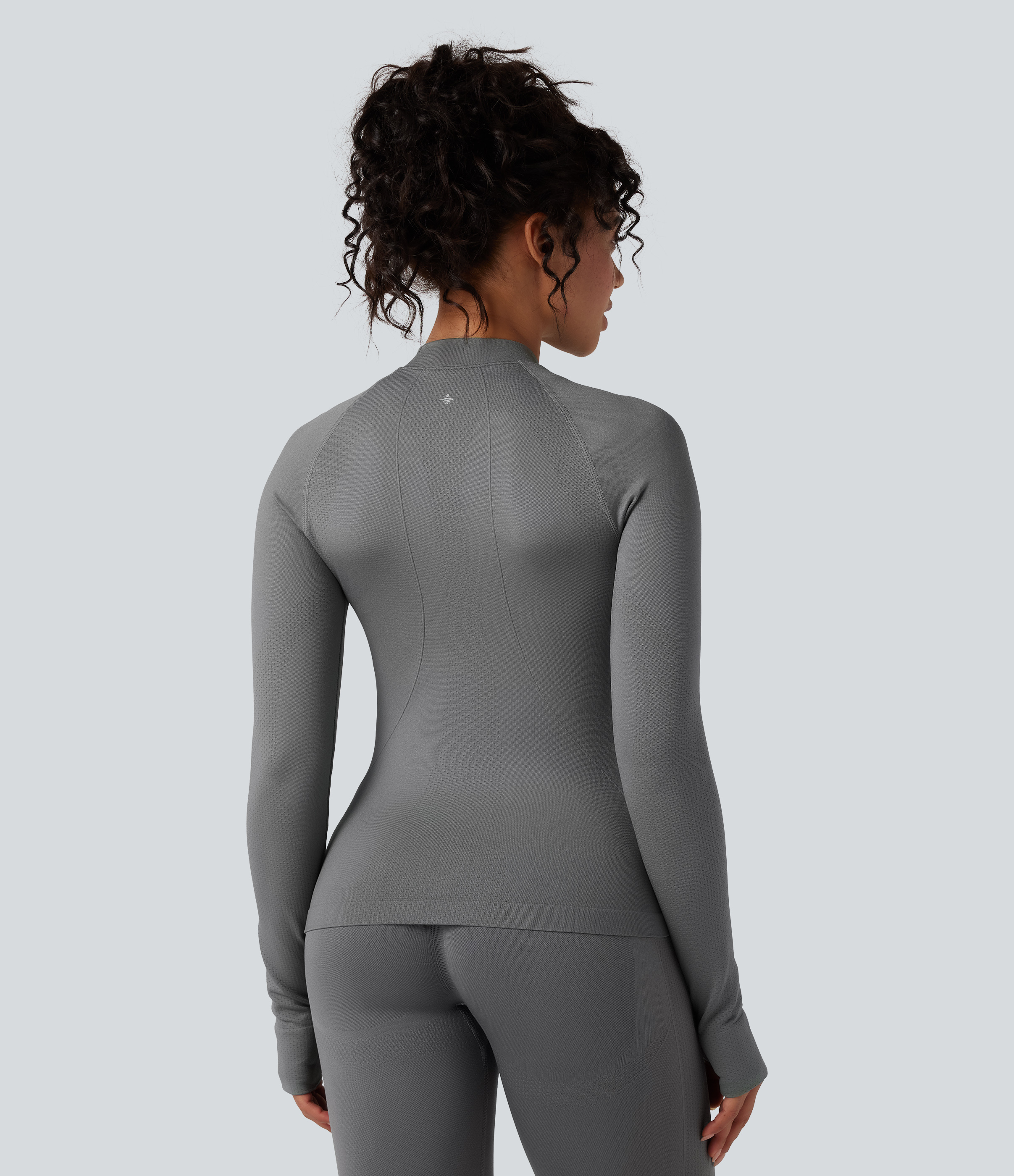 Eiffel Tower Seamless Flow Zipper Long Sleeve Thumb Hole Yoga Active Jacket / 2