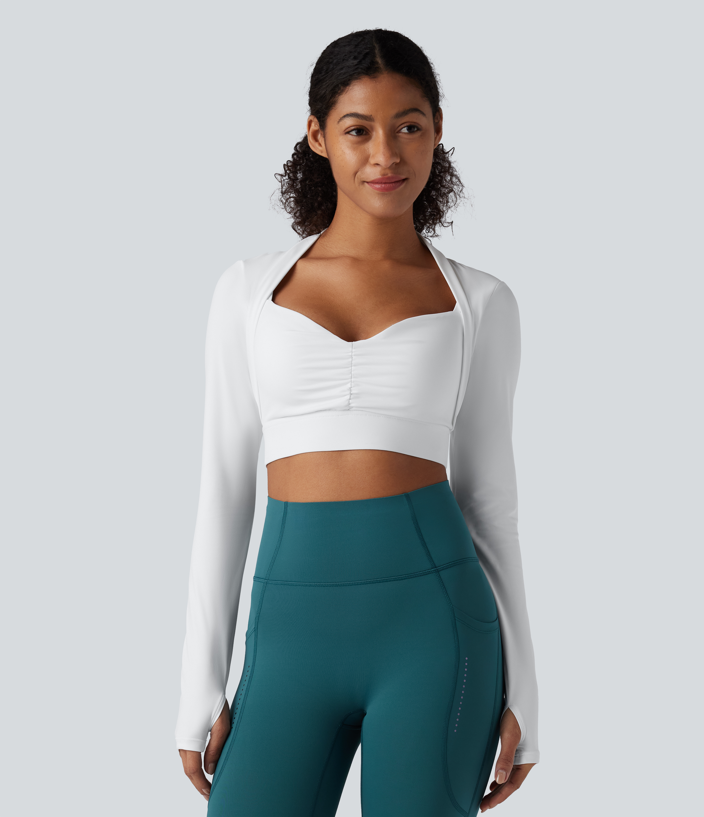Women's SoftlyZero™ Airy Push-Up Long Sleeve Thumb Hole Cropped