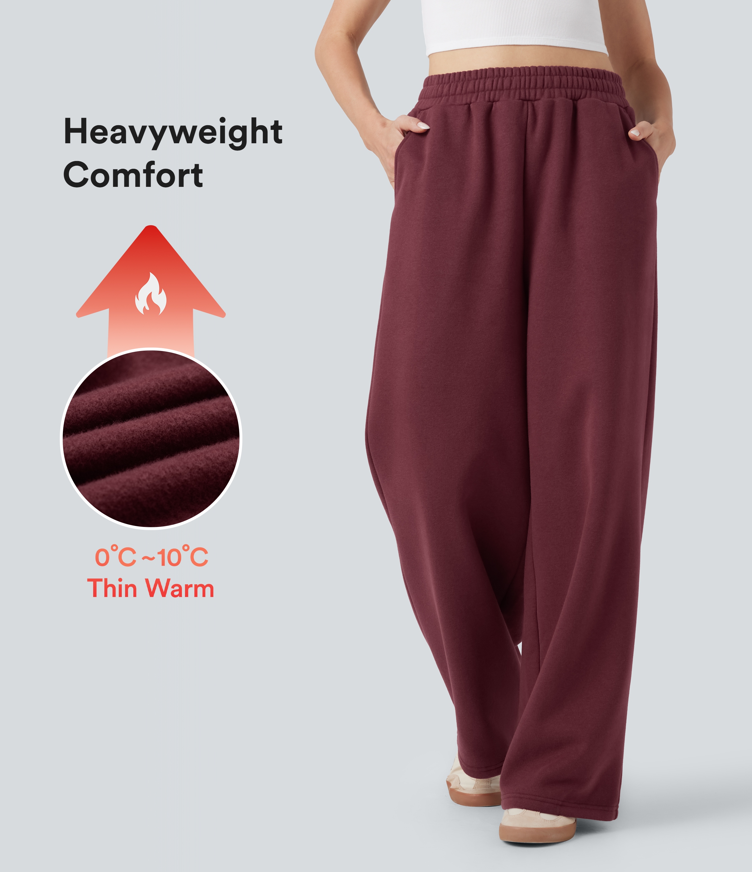 High-waisted Drawstring Fleece Casual Cotton Trackpants with Pockets