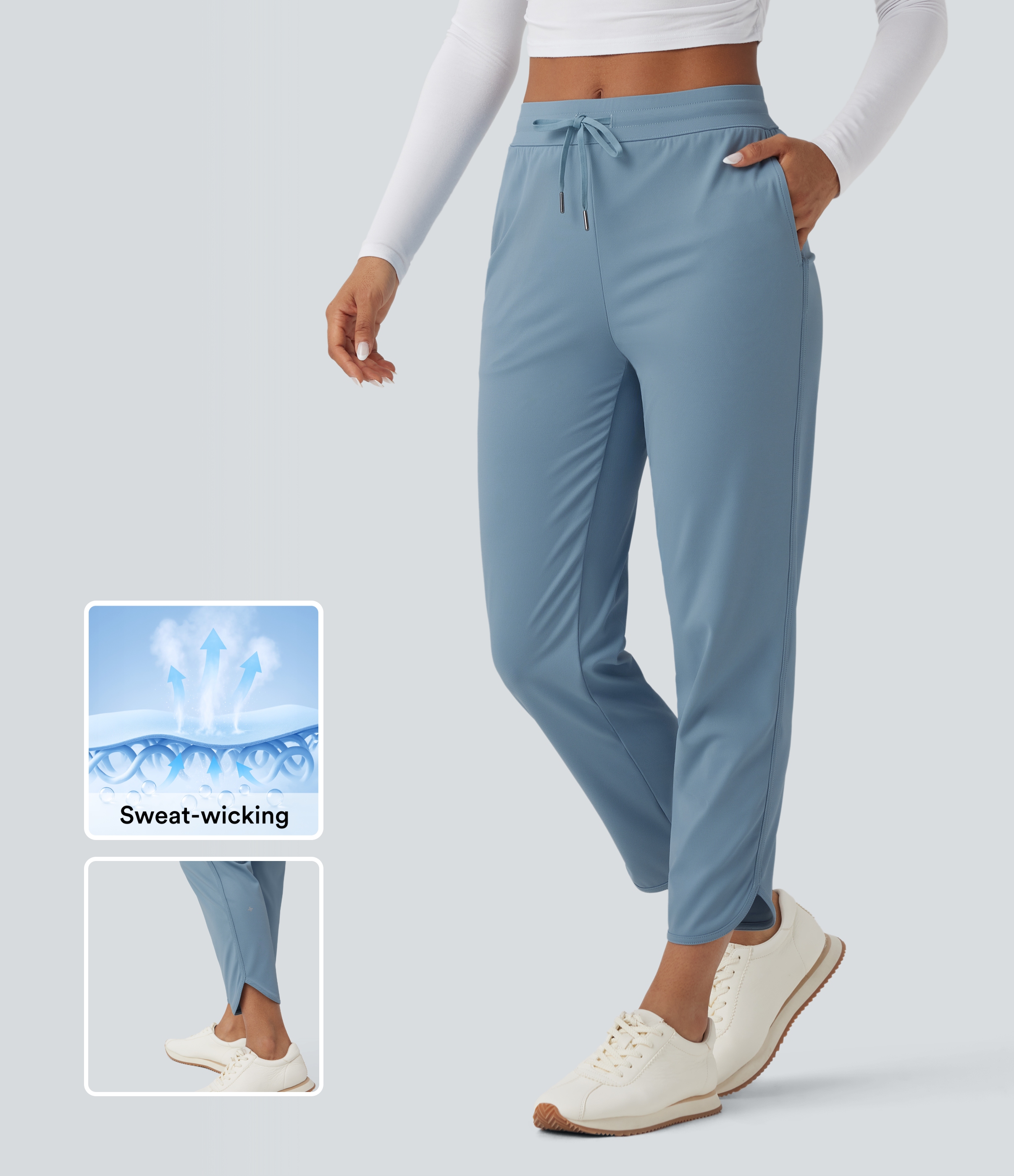 Golf-Hose mit mittelhohem Bund, Seitentaschen und schmal zulaufendem Bein - schnelltrocknend, UPF40+